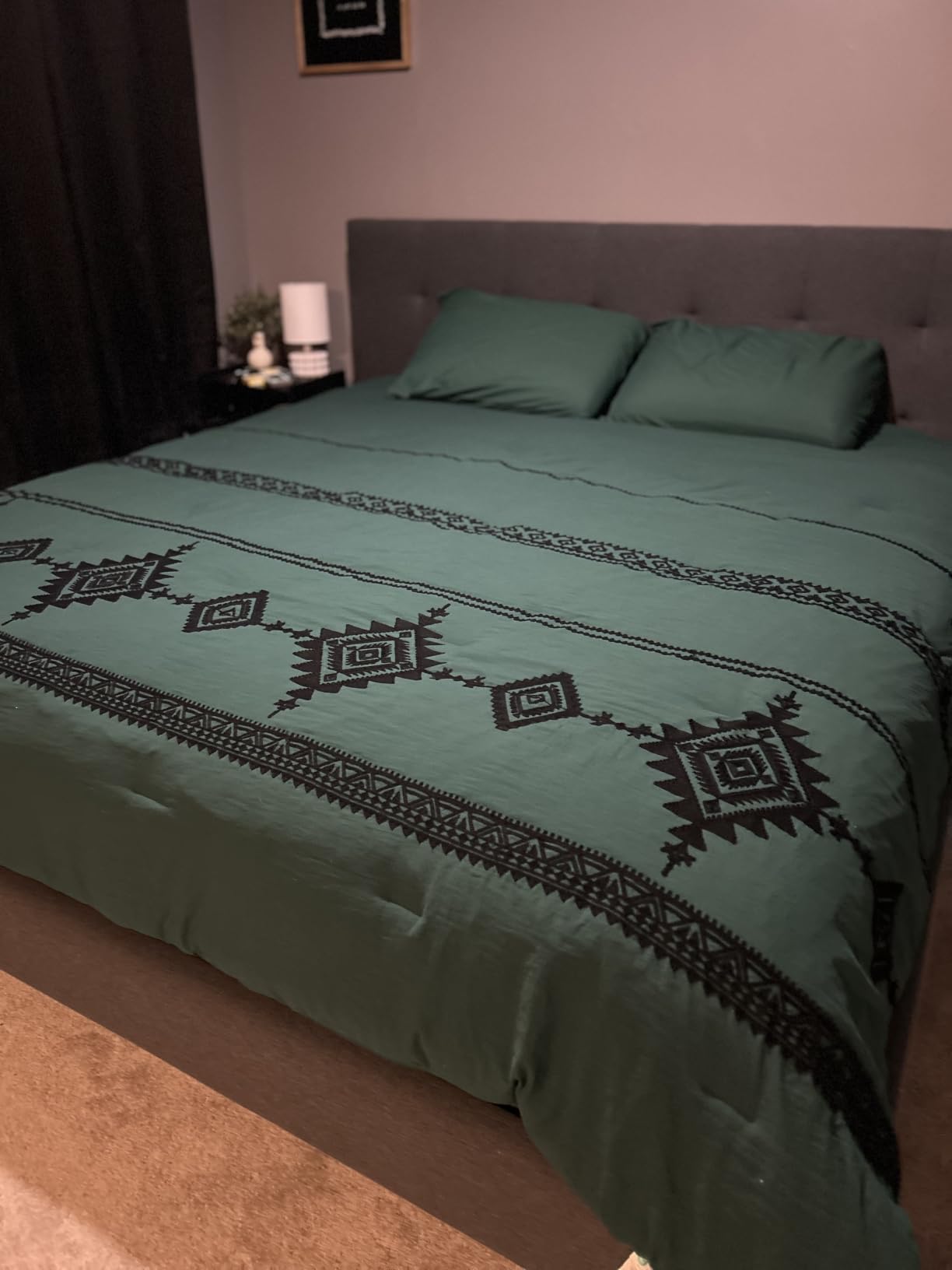 MaiRêve Embroidery Queen Comforter Set 7 Pieces Olive Green Bed in a Bag - Western Boho Farmhouse Bedding Sets customer photo 2