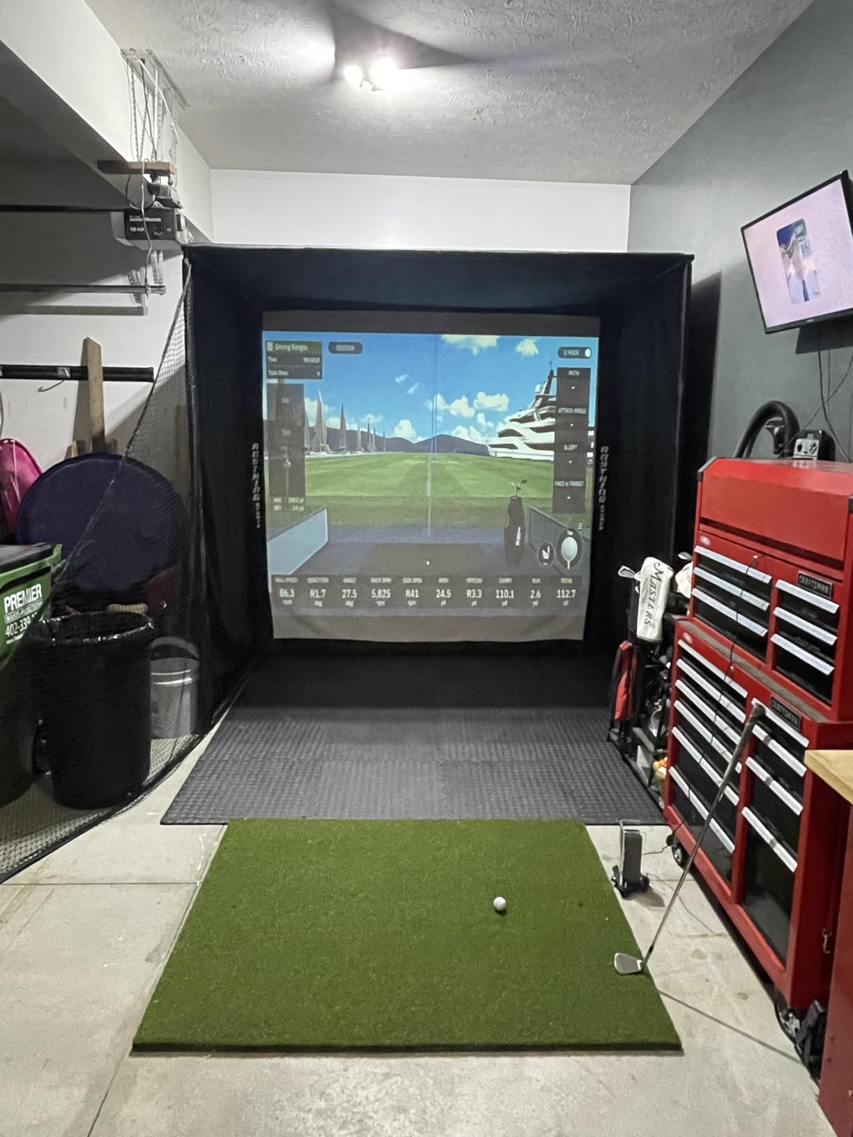 Complete Golf Simulator Enclosure Package - 4K-Ready Impact Screen with Blackout Cage, Projector Mount, Frame Poles, Side Shank Nets | Indoor & Garage Practice | Easy Setup | 12-Month Warranty (12 x 9'4 x 5) customer photo 1