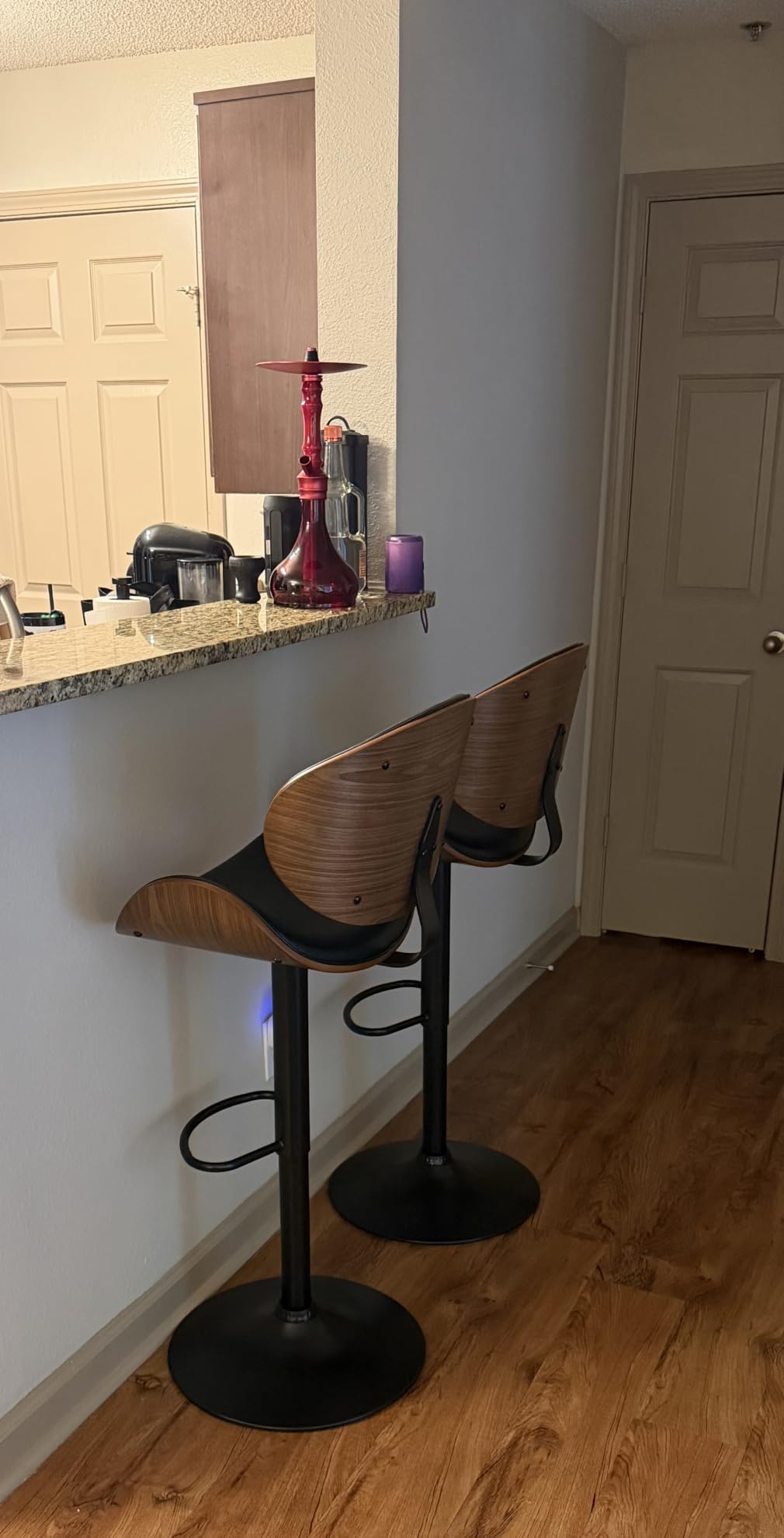 YaFiti Swivel Bar Stools Set of 4, Modern PU Leather Upholstered Bar Chair with Back and Footrest for Kitchen Counter (Green) customer photo 2