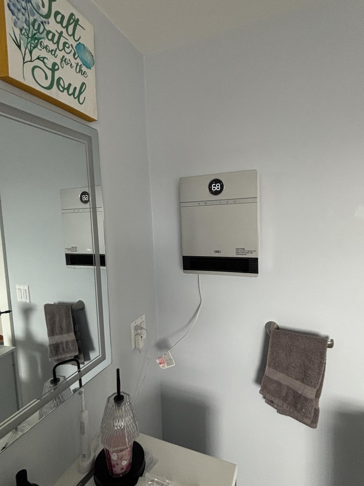 DREO Smart Electric Wall Heater for Indoor Use, Bathroom, Works with Alexa | ALCI Plug, IP24 Wall Mounted Space Heater, Adjustable Thermostat, Remote Control, 11.5 ft/s Heating, 28dB Quiet Operation customer photo 1