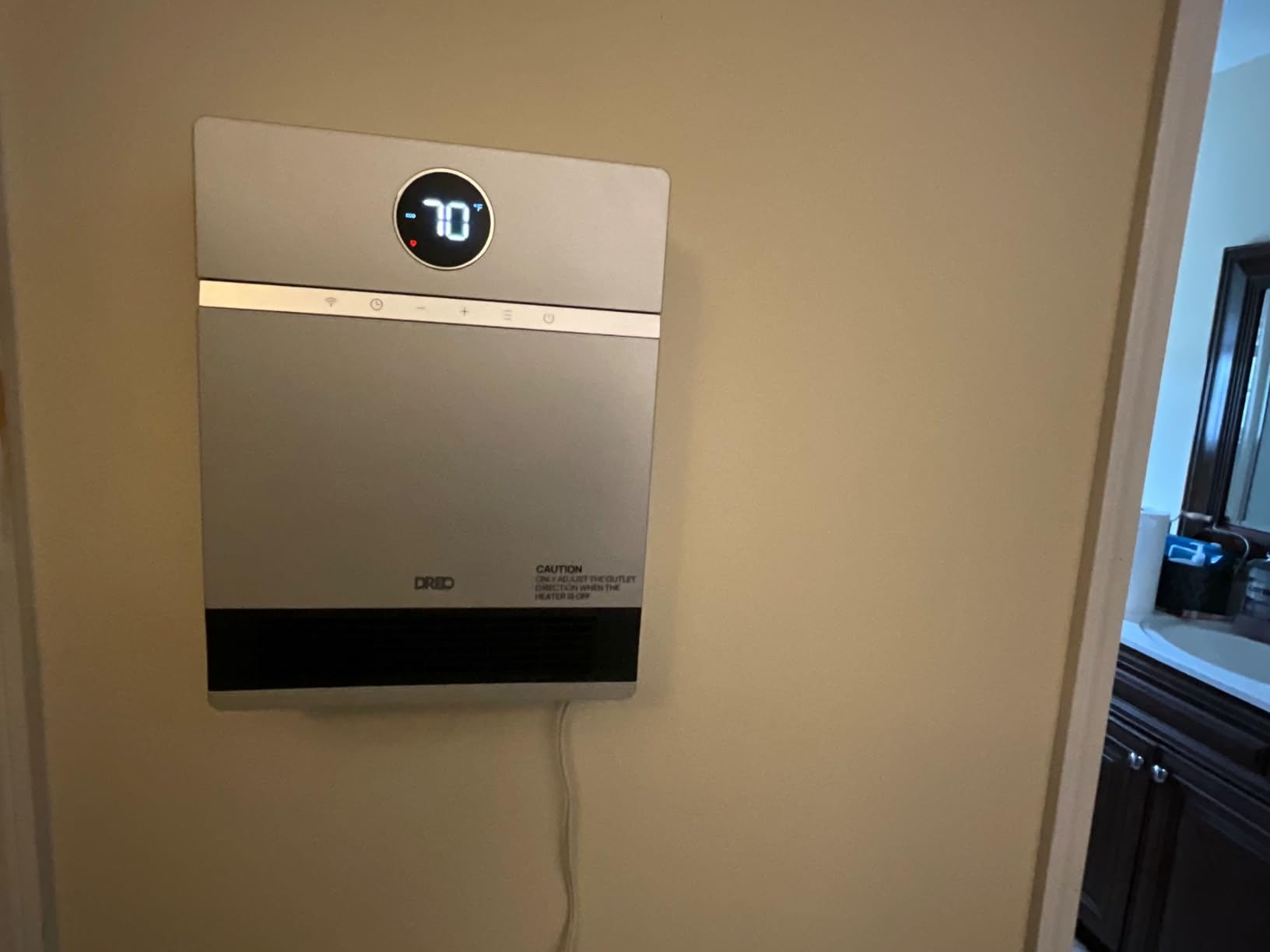 DREO Smart Electric Wall Heater for Indoor Use, Bathroom, Works with Alexa | ALCI Plug, IP24 Wall Mounted Space Heater, Adjustable Thermostat, Remote Control, 11.5 ft/s Heating, 28dB Quiet Operation customer photo 2