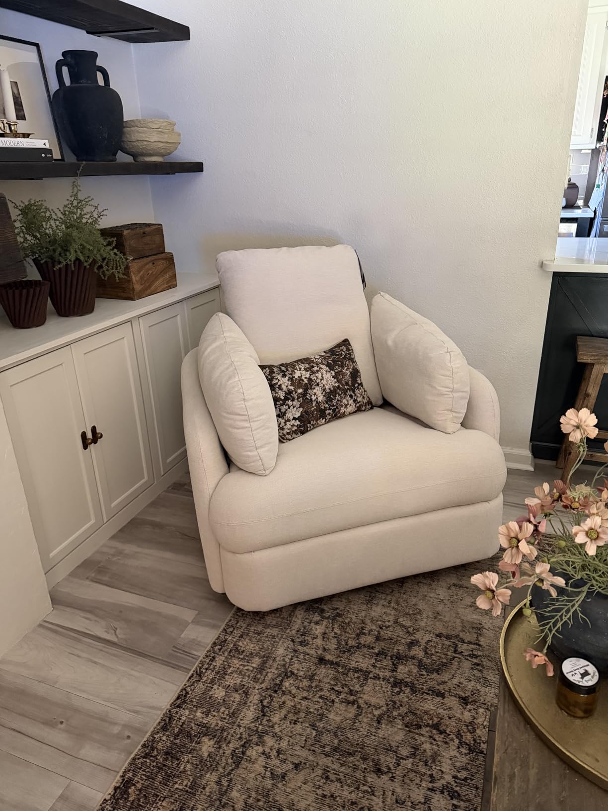 Signature Design by Ashley Modmax Swivel Glider Nursery Recliner, Stain-Resistant Next-Gen Nuvella Performance Fabric Rocking Chair for Living Room, Oyster Beige, 42
