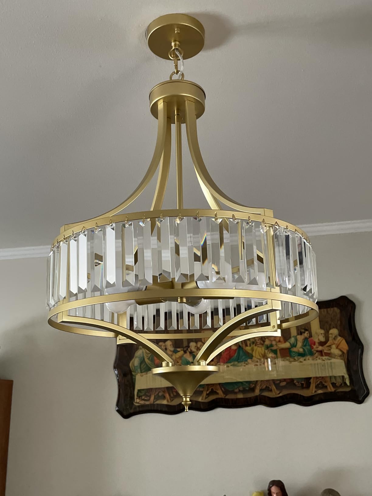 CNRATYE 5-Light Black Crystal Chandelier for Dining Room, Modern Farmhouse | Clear crystal strips and black metal suit dining rooms foyers and kitchen islands; 20