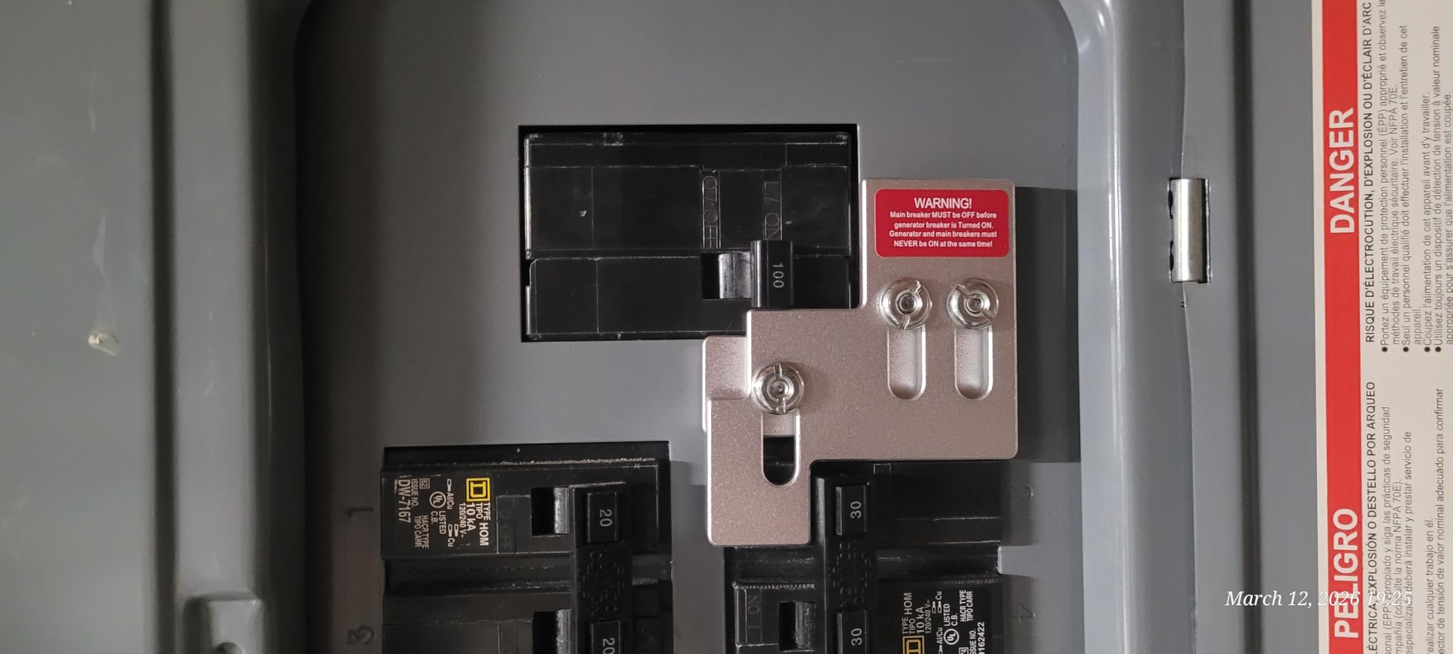 Generator Interlock Kit for Square D QO or Homeline 100 or 125 Amp Panels | 3/4 to 7/8 Inches Spacing, Professional and Interlock Kit for Square D Homeline and QO 100 A Indoo or Outdoor customer photo 2