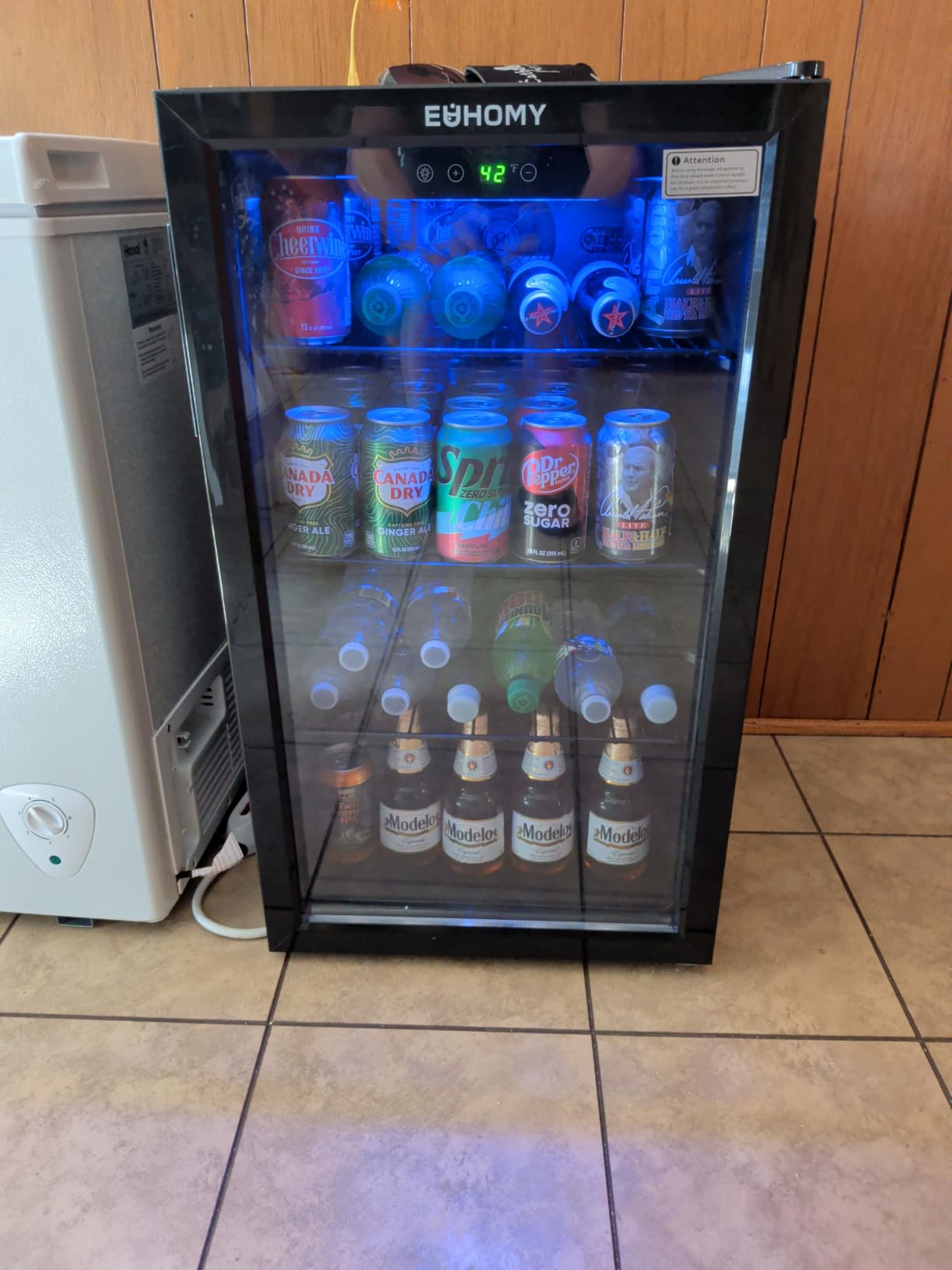 EUHOMY 145 Can Mini Fridge, 4.5 Cu.ft Beverage Refrigerator with Glass Door | 32F to 61F, Compressor Cooling, Digital Temperature Control, Adjustable Shelves, LED Light, 40 dB customer photo 2