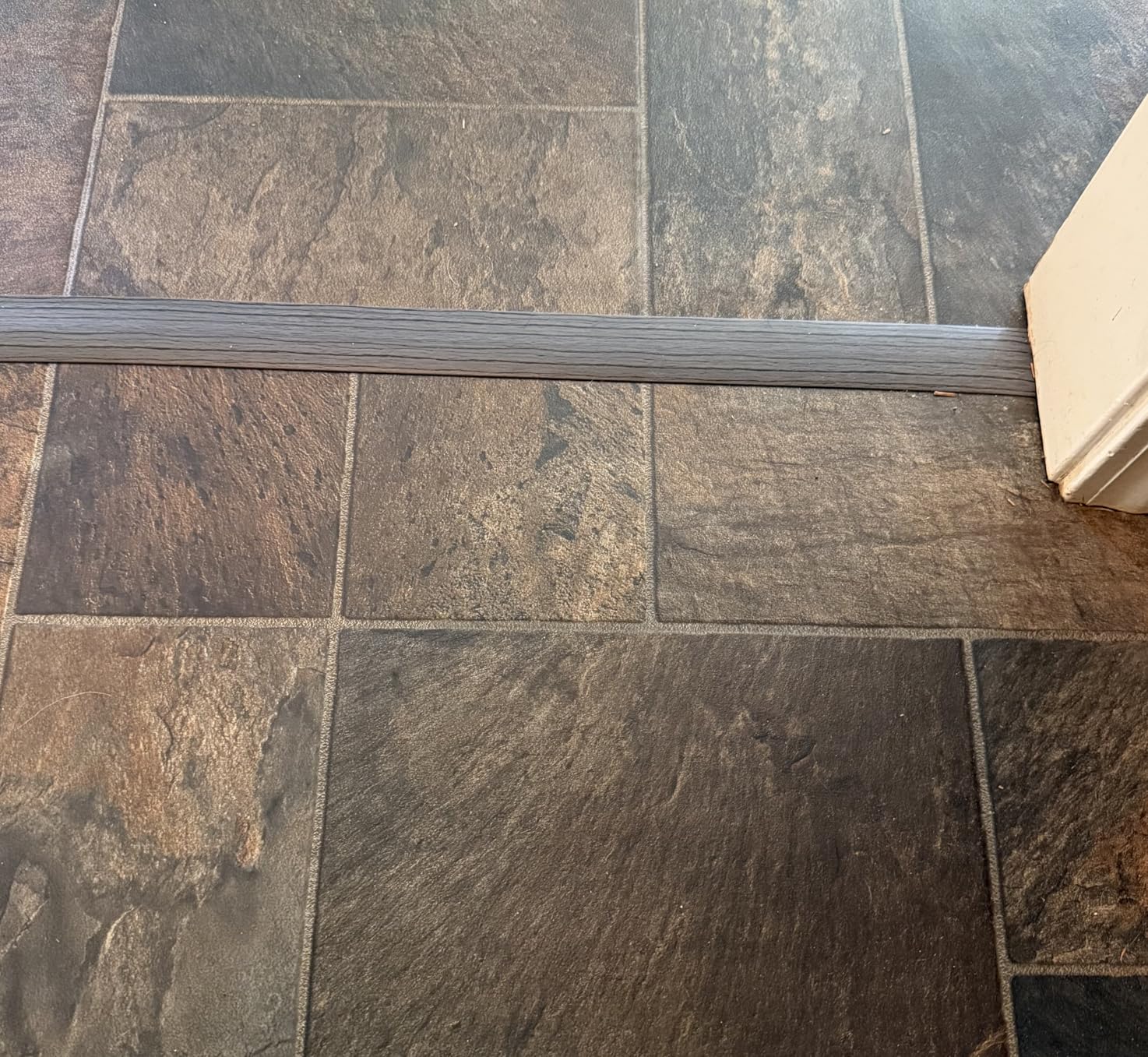 Floor Transition Strip for Carpet to Tile, Grey Wood, 4' x 1.57