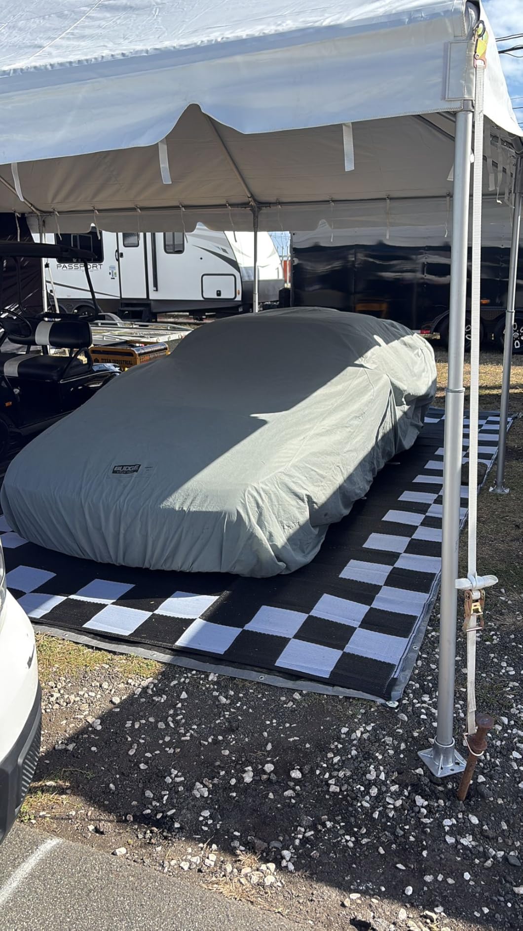 EEZ RV Products 9ft x 18ft Heavy Duty Reversible/Durable Outdoor Patio/RVing Camping Mats Come with Large Storage Bag & 6 Sets of Stakes and Washer, Wave Grey customer photo 1