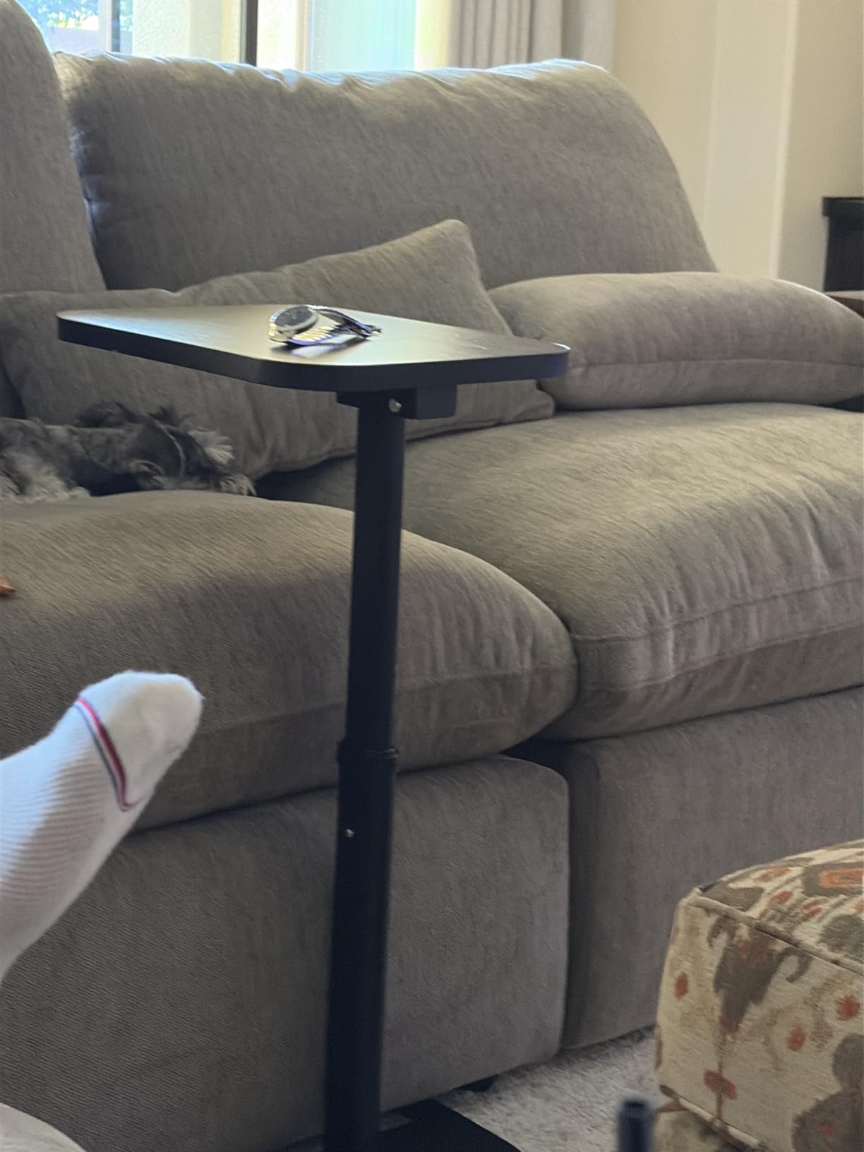Kitstorack TV Tray Table, Adjustable Height & Flip-Top & Rounded Metal Corners, Snack Table for Couch, Sofa, Bed, Chair, Living Room, C Shaped End Side Table for Eating, Dinner or Laptop, Small Spaces customer photo 1
