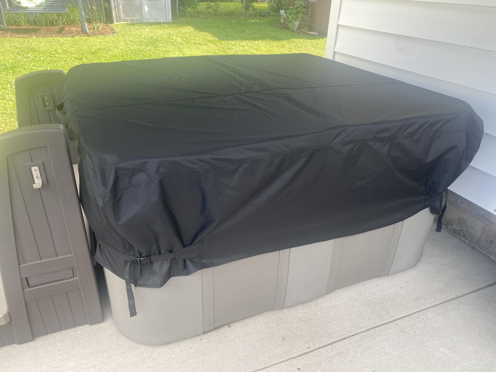 iBirdie Outdoor Waterproof Hot Tub Swim SPA Cover 182 x 97 inch | Fit 8 x 15 ft, 180 x 96, 178 x 92, 176 x 90, 600D, Heavy Duty, Weatherproof, Rectangle, Protectors customer photo 1