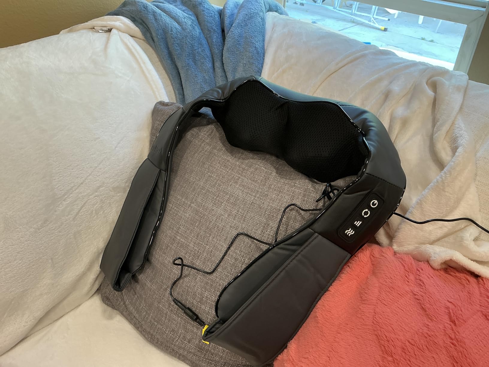 Nekteck Shiatsu Neck Massager with Heat for Pain Relief, Gray, NOT Cordless | 2026 Upgraded 3D Back Shoulder Kneading Massage Pillow, 3 Intensity Speeds Deep Tissue, Relaxation Gifts for Men Women customer photo 2
