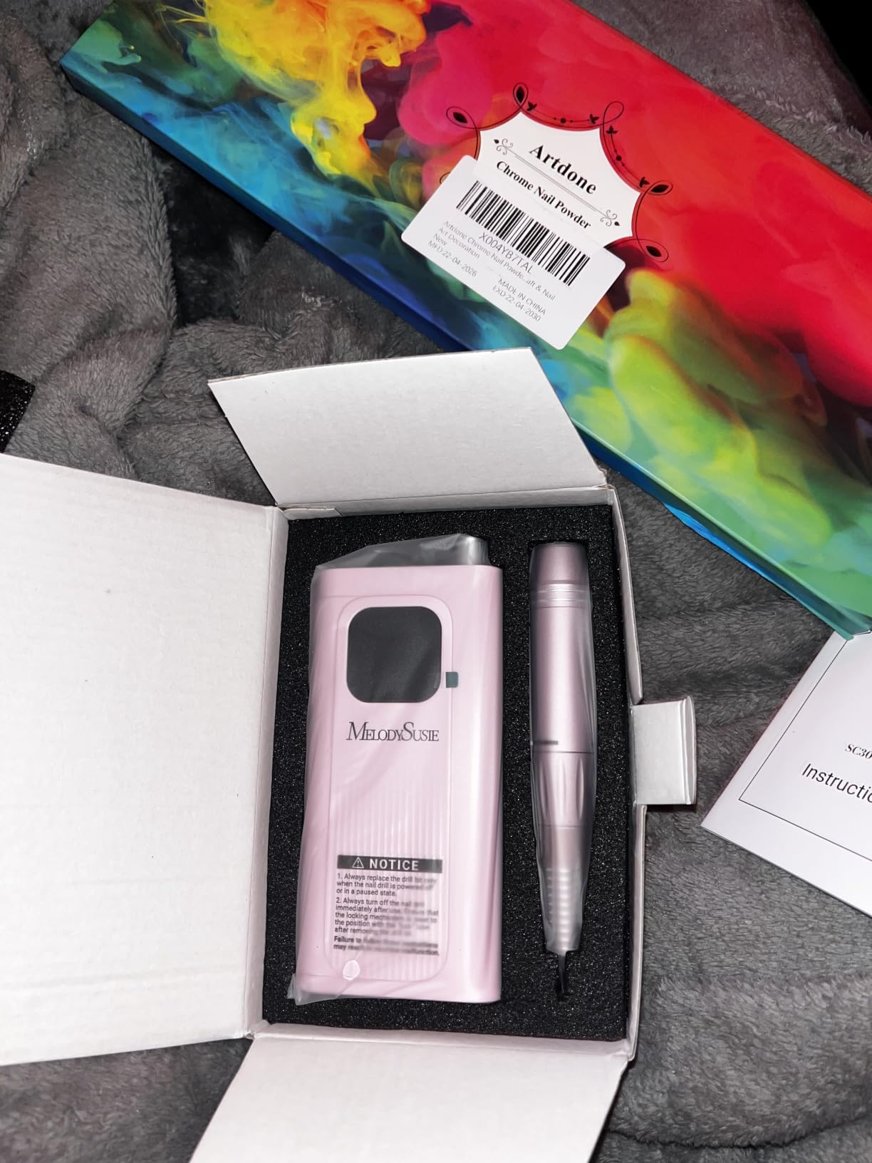 MelodySusie Entry-Level Clip-On Rechargeable Essential Nail Drill, SC300F 30000RPM E-File with LCD Display for All Manicure Shaping & Gel Removal, Ideal for Training,Nail Art Practice & Home Use, Pink customer photo 2