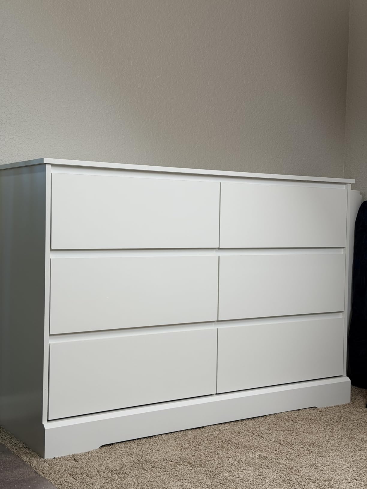 FOTOSOK Black Dresser for Bedroom, Modern 6 Drawer Double Dresser, 47.2