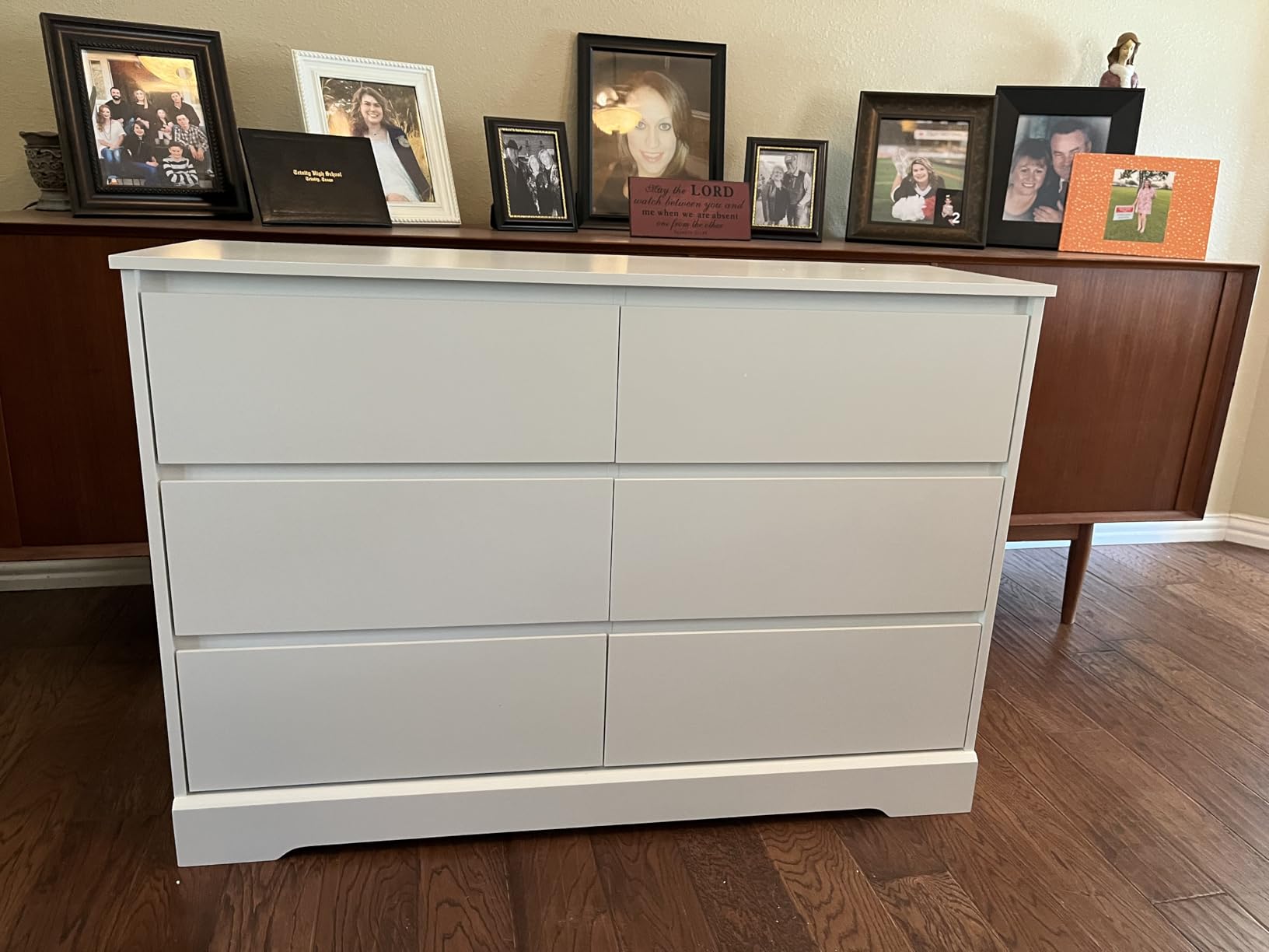 FOTOSOK Black Dresser for Bedroom, Modern 6 Drawer Double Dresser, 47.2