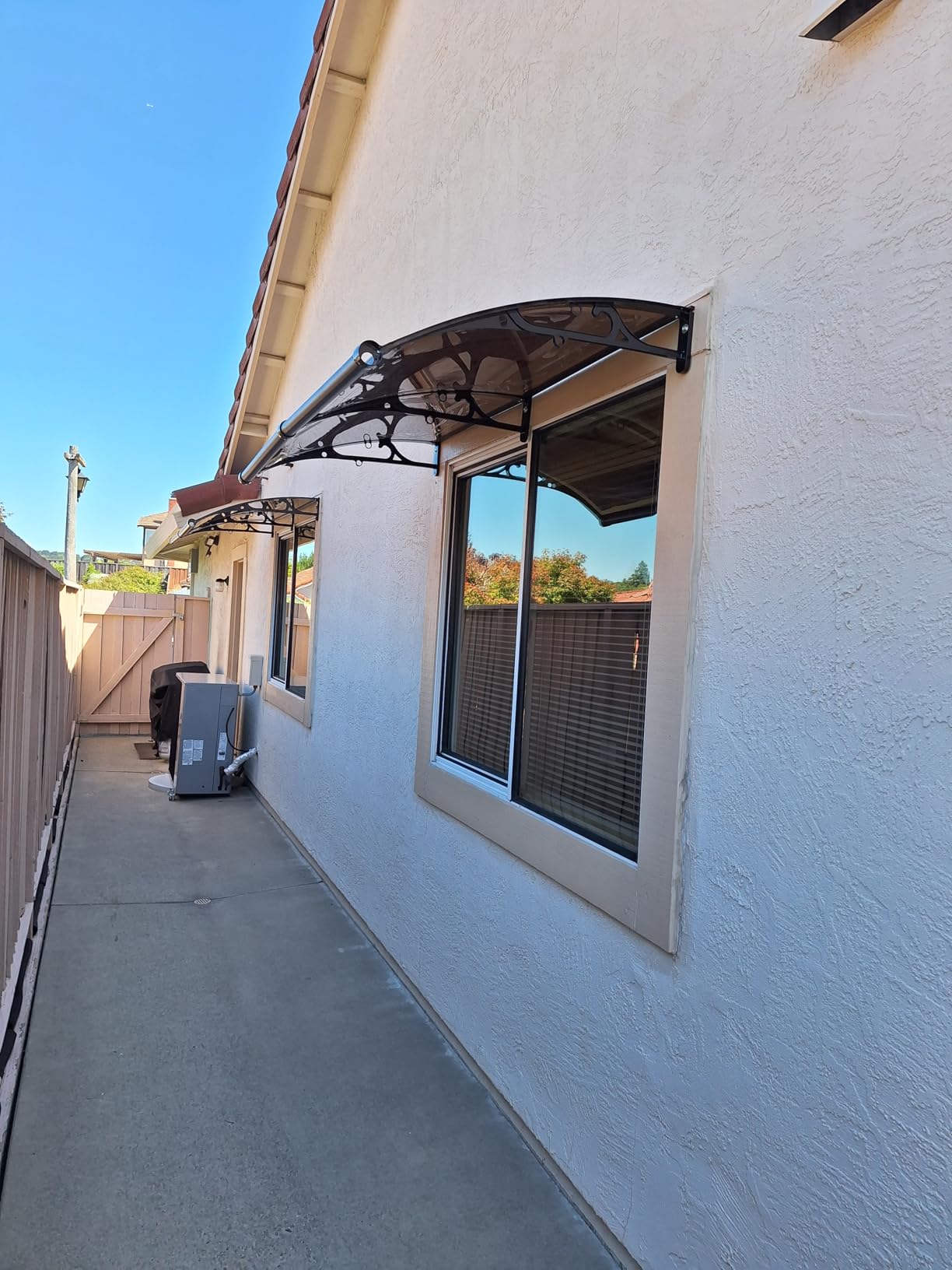 Awning for Door Entrance, Window Awnings Exterior with Aluminum Bracket Polycarbonate Board, Patio Balcony Porch, UV Rain Snow Protection Gray 60x130cm/24x51in customer photo 2