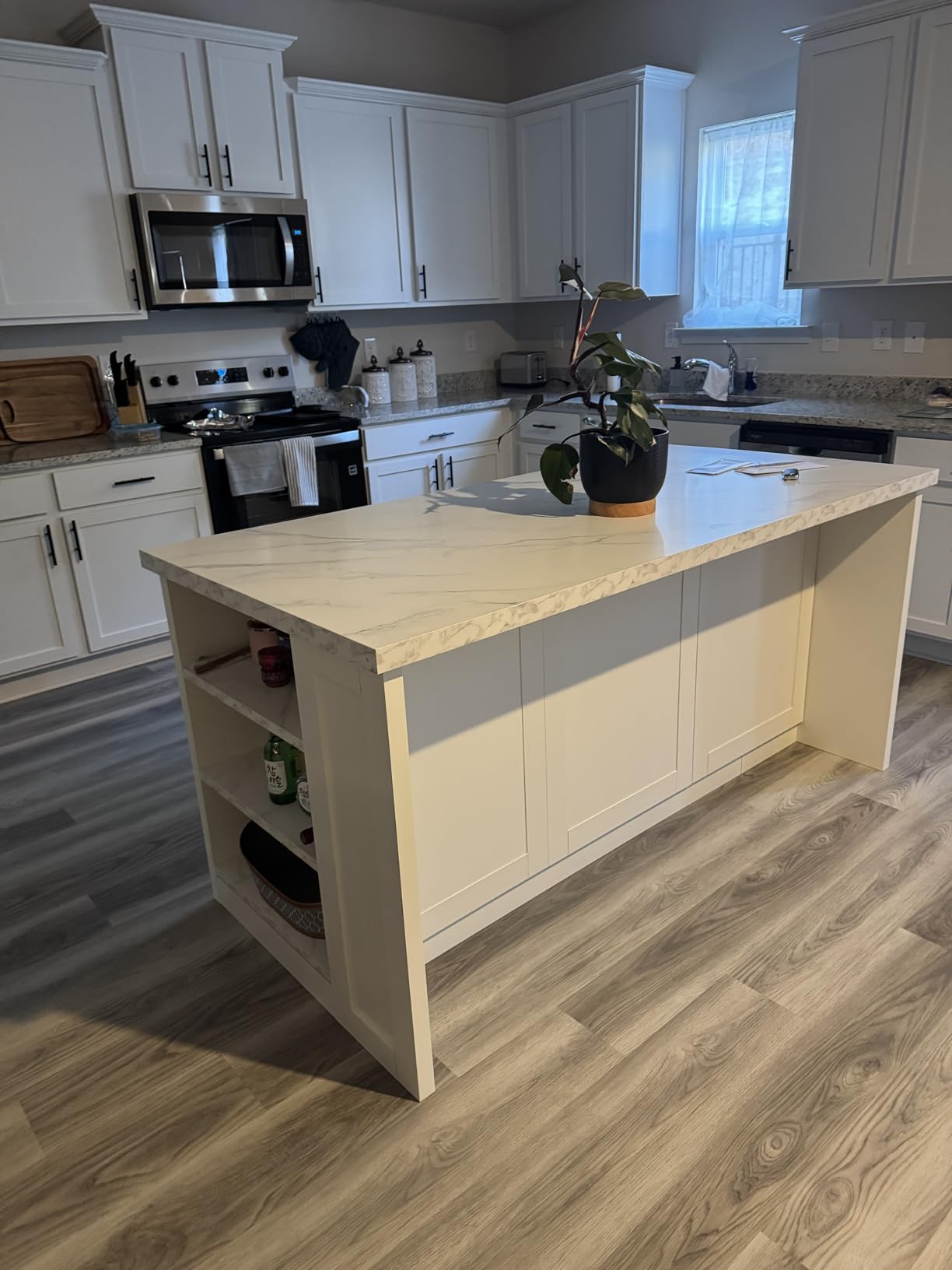 homary 72 inch White Kitchen Island with Storage Large Kitchen Cabinet with Drawers and Sintered Stone Top Island Table for Dining Room customer photo 1