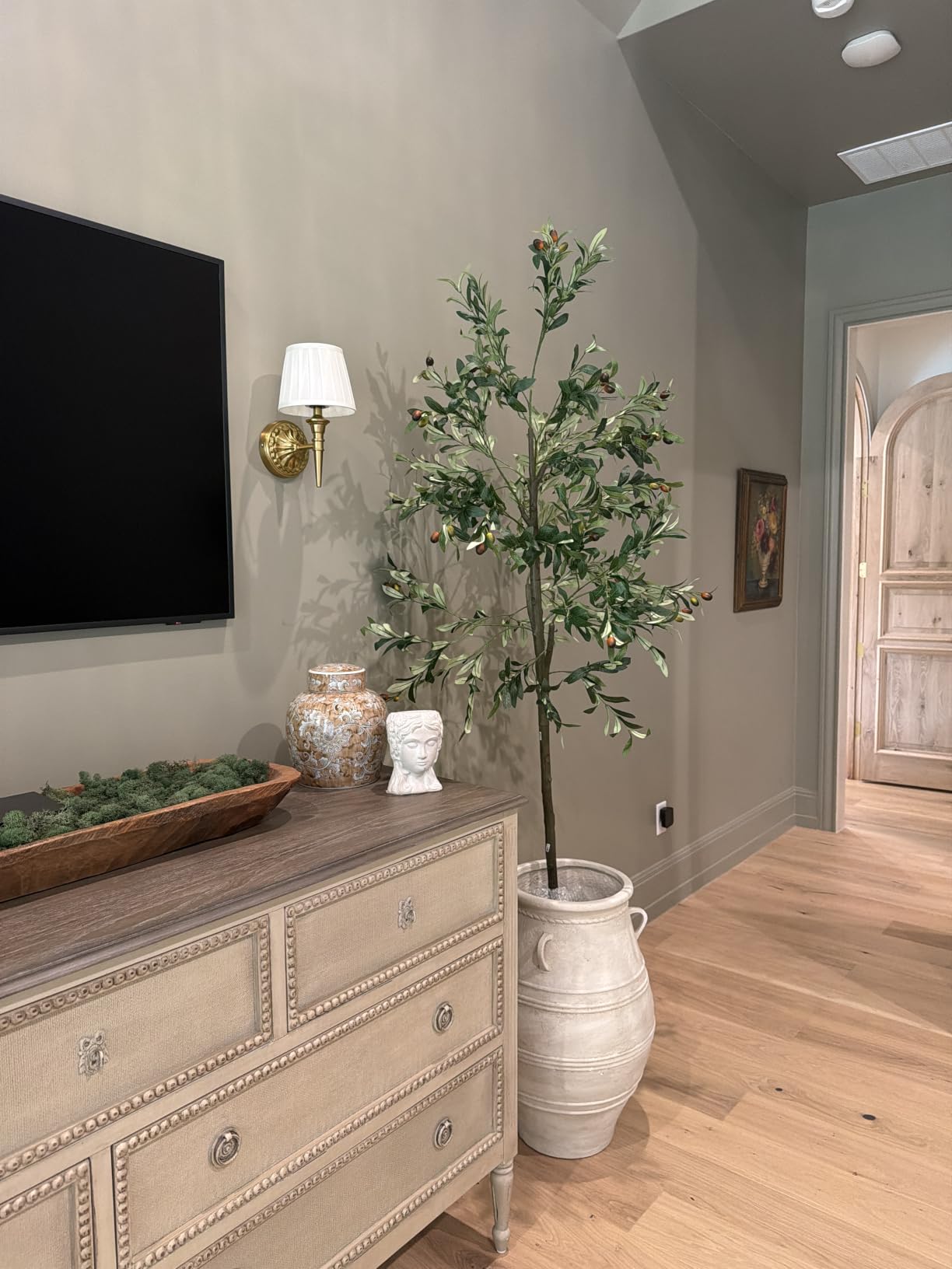 6FT Artificial Olive Tree Indoor Tall Faux with Planter&Basket | Large Fake Olive Silk Trees Realistic Olive Plants with Branches and Fruits for Home Decor Office Living Room customer photo 2
