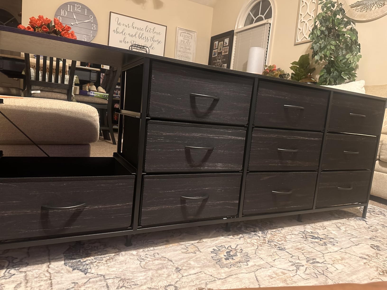 Huuger 70 Inch Dresser for Bedroom, TV Stand for 65, 75, 80 Inch TV, 12 Fabric Drawer Long Dresser, Large Entertainment Center for Bedroom, Wide Chest of Drawer with Storage, Rustic Brown customer photo 1