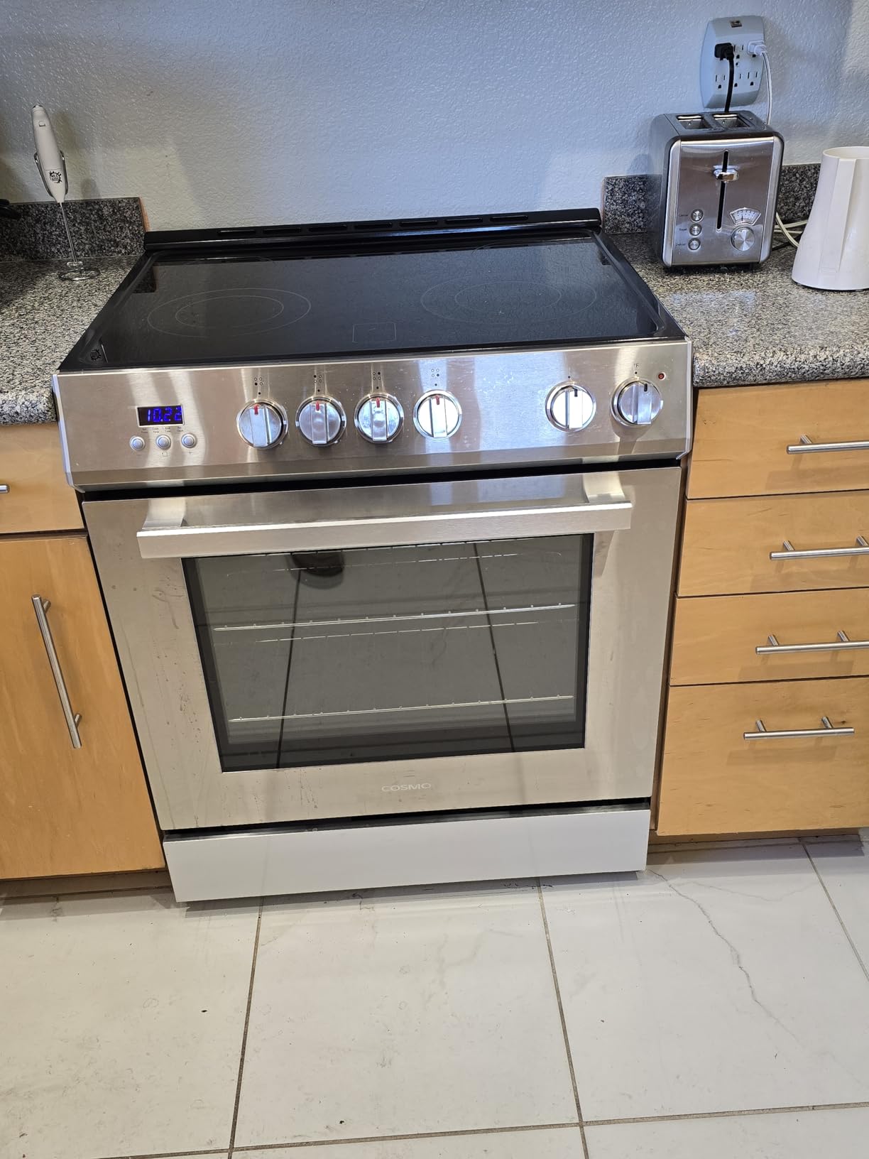 30 in. Stellar Coll 4.9 cu ft 4 Burner Electric Range Convection, Stainless | Cosmo COS-ERD304K Glass Cooktop, Dual Element Burners, 6 Oven Function, Display with Timer, Interior Lighting, Storage Drawer customer photo 2