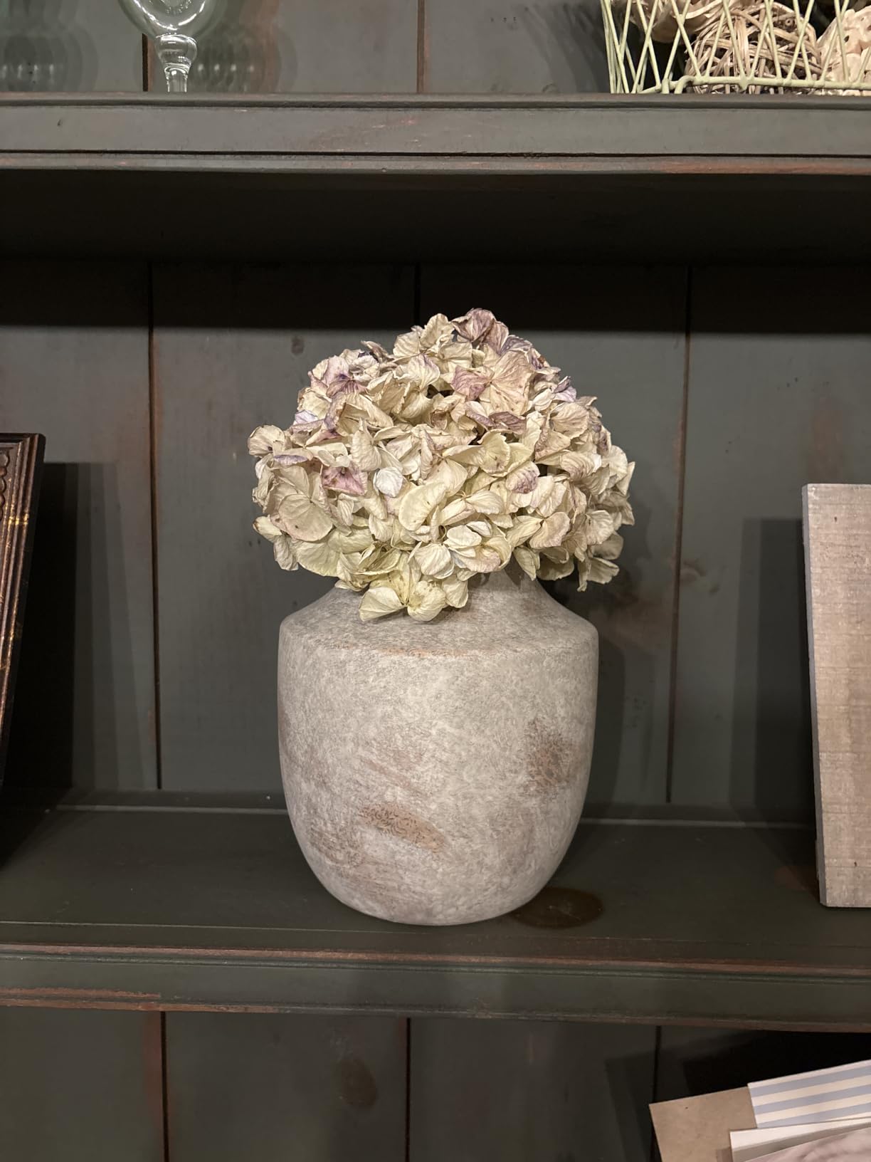 Ceramic Flower Vase, 5.3 inch Off-White Farmhouse Rustic Vase, Handcrafted Weathered Pottery Vases, Small Flower Terracotta Vases for Home Decor, Living Room, Table, Shelf customer photo 1