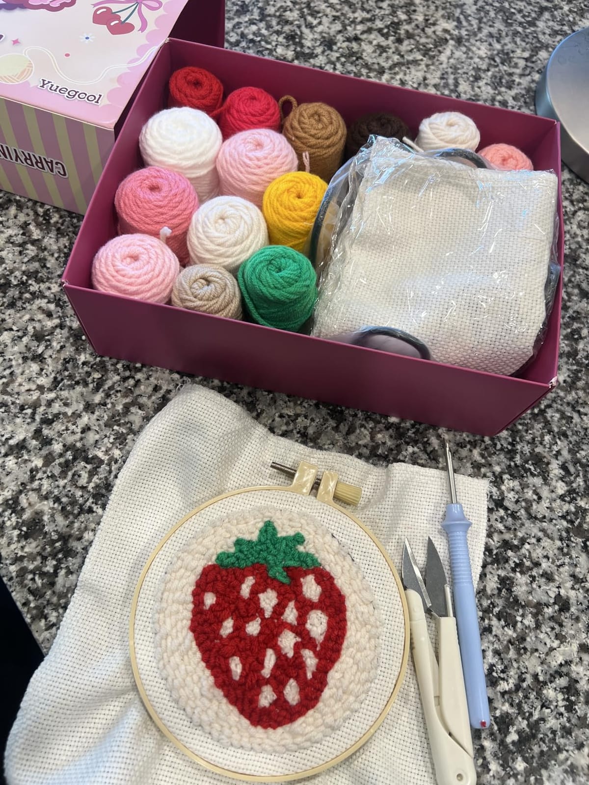 yuegool 6PCS Punch Needle Coaster Kit, Easy DIY Embroidery Set for Beginners, Kids & Adults with Patterns, Tools, Yarns, Hoop, Instructions & Coaster Holder customer photo 2