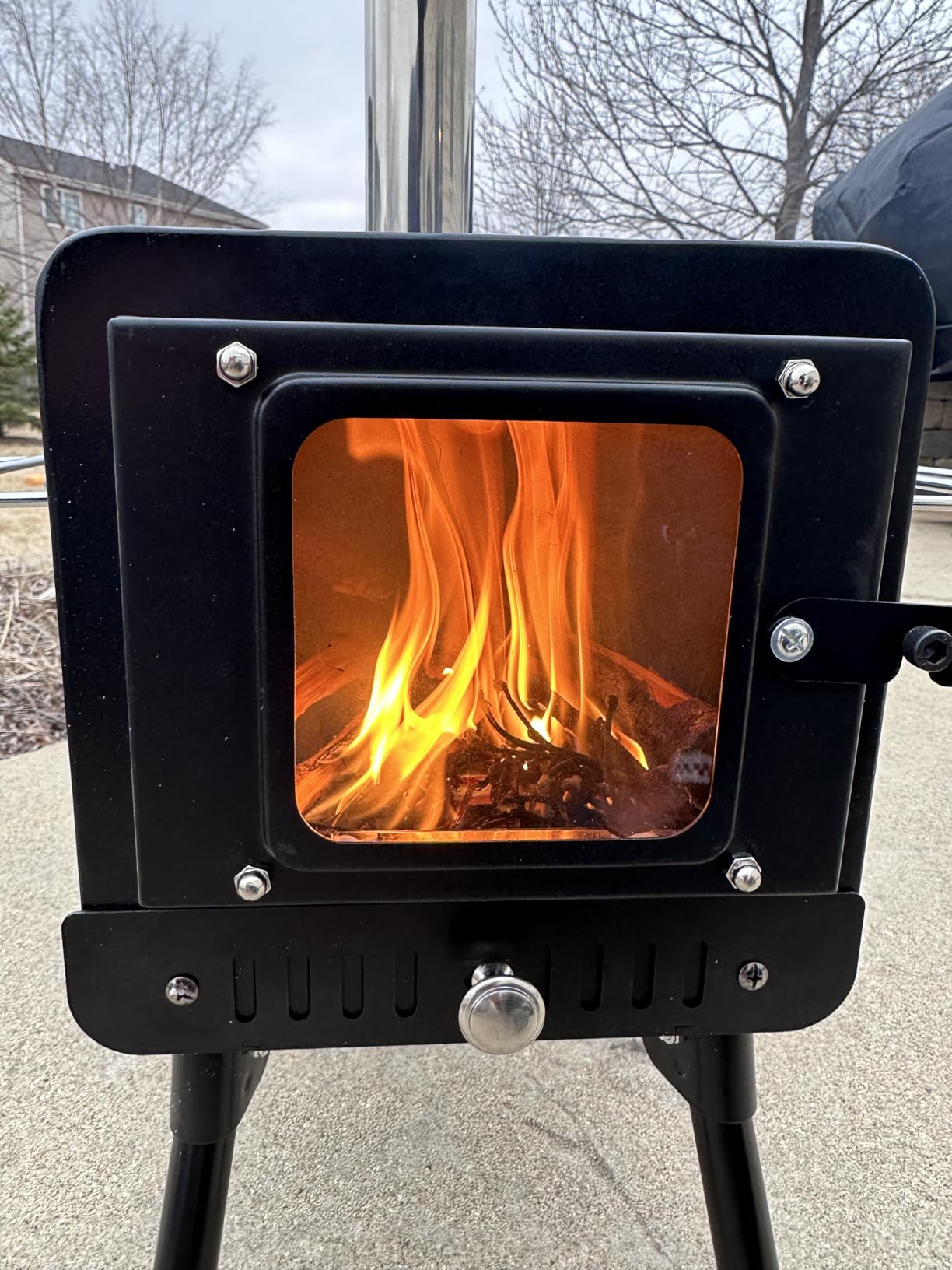 Black Wood Burning Tent Stove, 7 Section & 6 ft height Stainless Steel Chimney, Kungka Portable Hot Tent Stove for Heating & Cooking customer photo 2