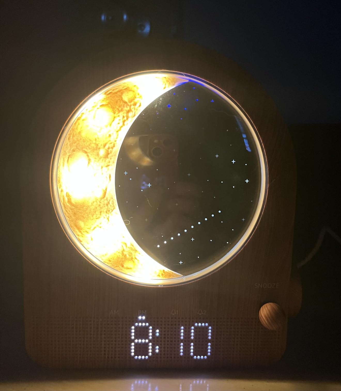 blonbar Sunrise Alarm Clocks for Bedrooms, Stepless Dimmable Moon Lamp Dual Alarm Clock with 12Levels Volume for Heavy Sleepers, 10 Natural Sounds with 30/60/90mins Timer, Gifts for Women customer photo 1