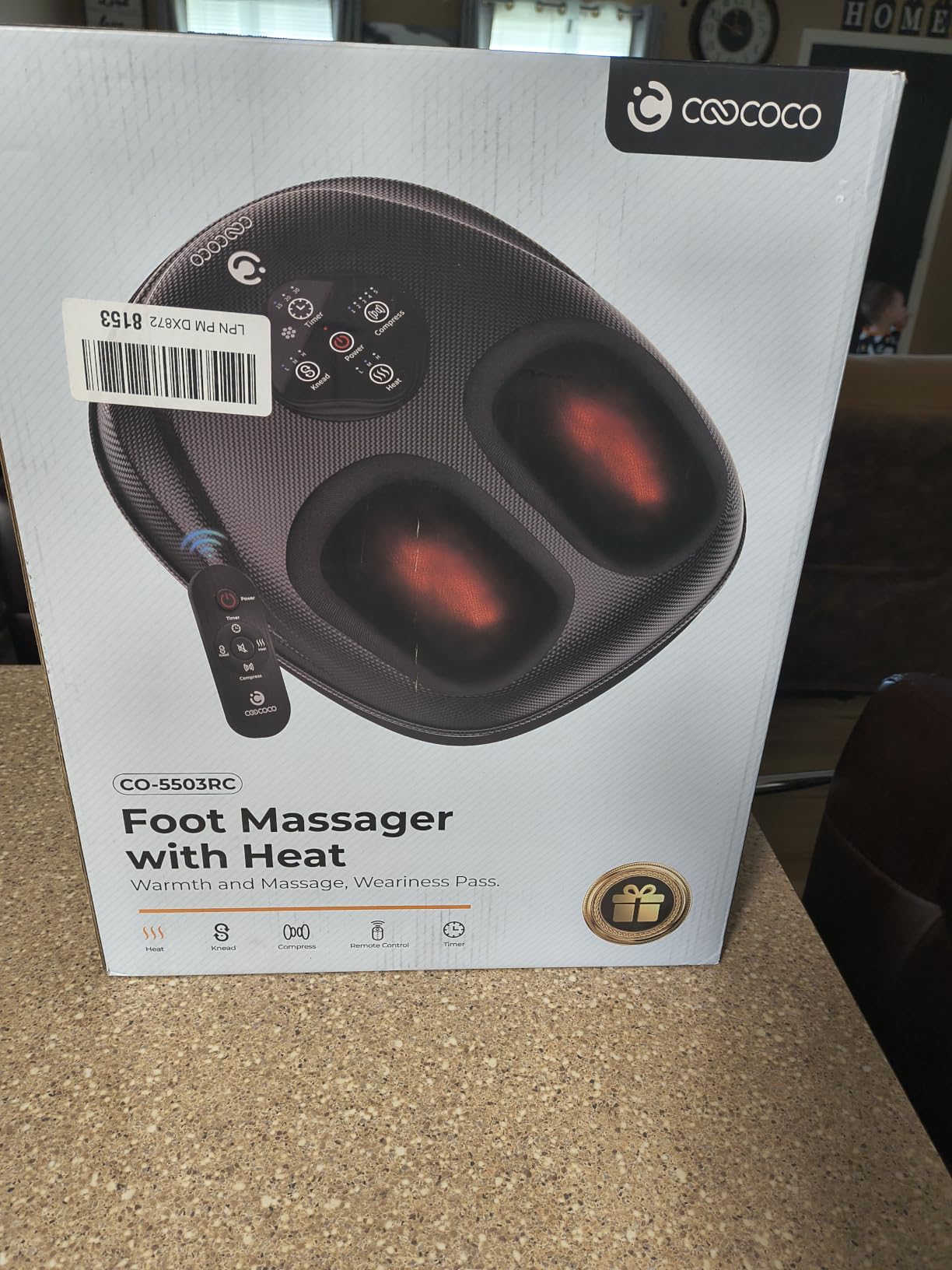 Foot Massager with Heat & Remote for Home Office Use | FSA Eligible, Shiatsu Kneading & 5-Level Compression for Plantar Fasciitis, Neuropathy Foot Pain, Fits Sizes 6-13 customer photo 1