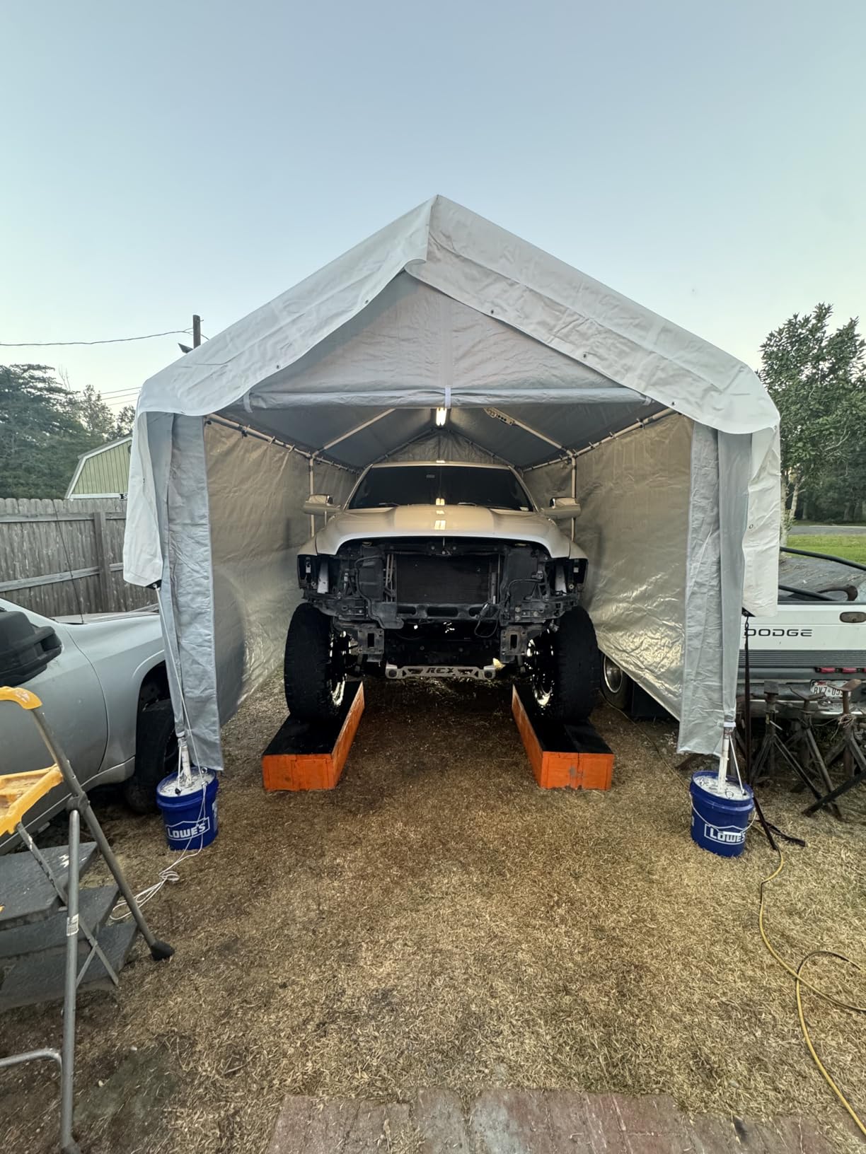 VEVOR Heavy Duty Metal Carport, 13' x 26' Outdoor Carport with Galvanized Steel Frame & Roof, Car Tent Garage Shade with Removable Sidewalls, Multi-Use Car Shelter for Pickup, Boat, Car & Tractors customer photo 1