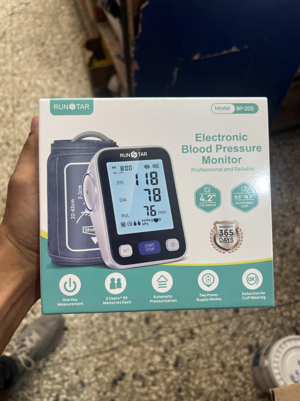 RunStar Upper Arm Blood Pressure Monitor with Wide Range Cuff (8.6