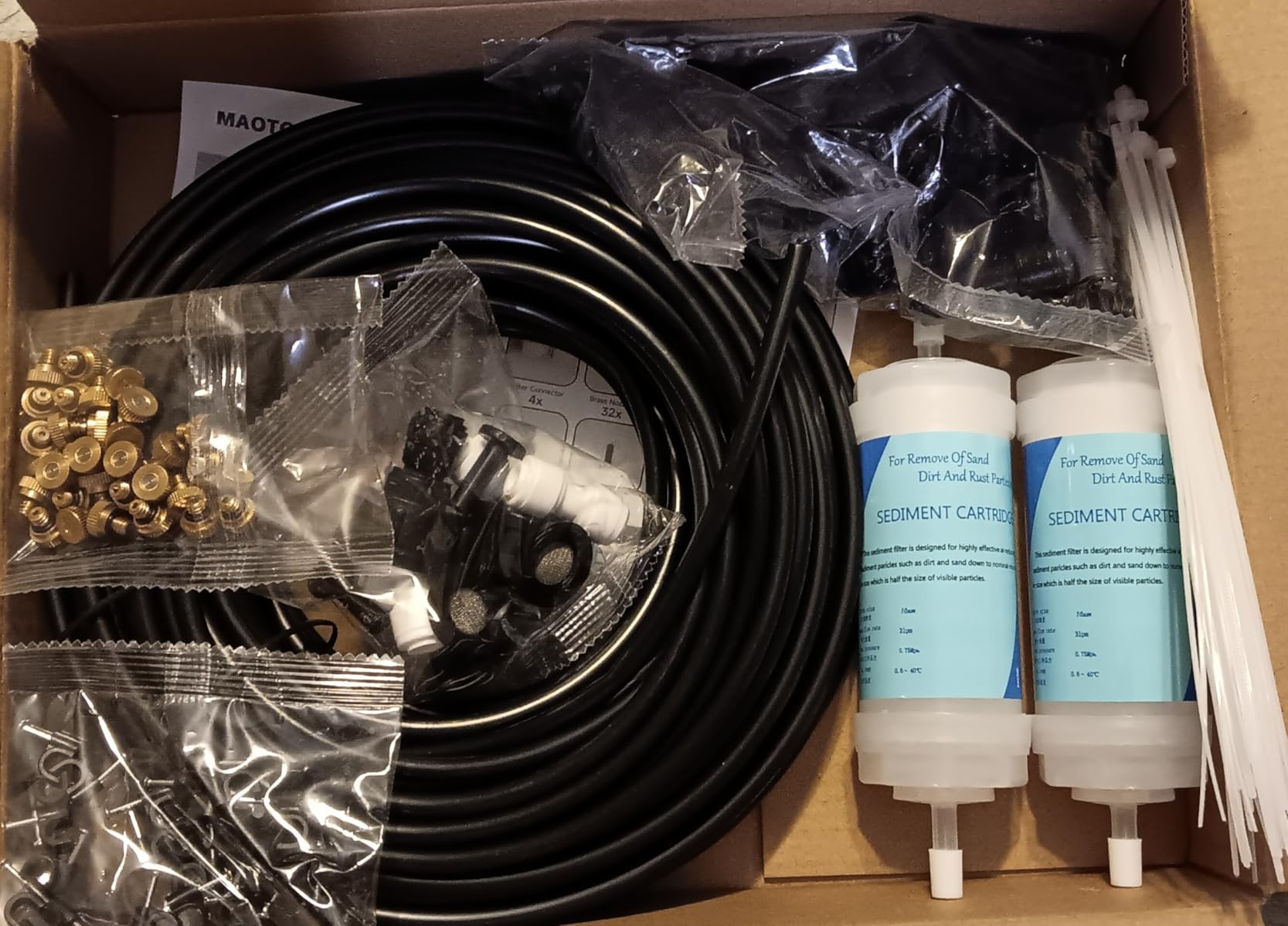 Maotong 100FT Mister for Outside Patio Misting Cooling System, 100FT (30M) Misting Line+32 Brass Mist Nozzles+Water Filter, Outdoor Mister System for Garden Greenhouse Trampoline Waterparke customer photo 1