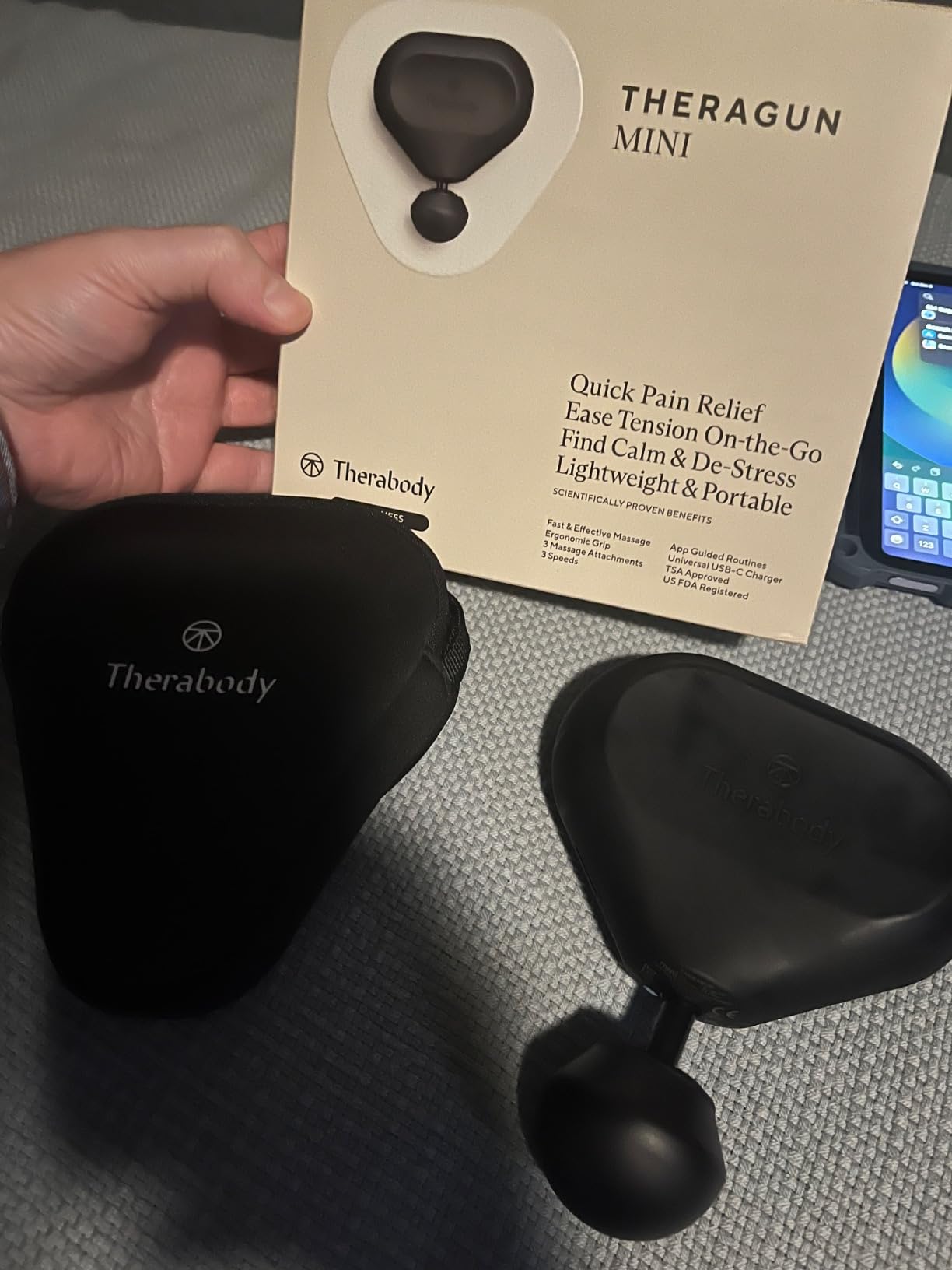 TheraGun Therabody Mini 3rd Gen Massage Gun | Travel Essential, Black | Ultra-Portable Percussion Massager for Recovery Anywhere | Bluetooth, 3-Speed, 1-Button Control, Muscle & Tension Relief customer photo 1
