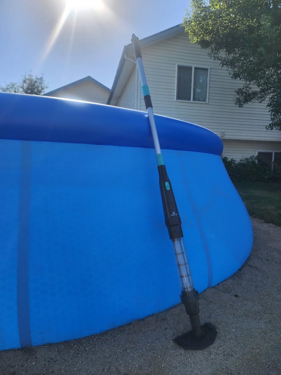 PoolMr Handheld Pool Vacuum for Above Ground Pool & Hot Tub Vacuum, with 2 Brush Heads, 90 Mins Running Time, 13.2 Gallons/Min Powerful Suction, Ideal for Cleaning Debris and Sand Underwater, Black customer photo 2
