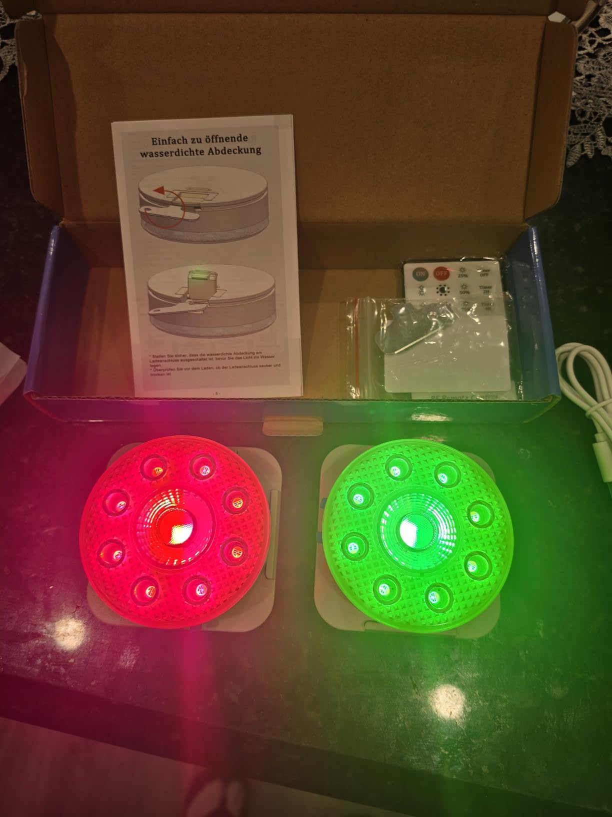 Underwater Pool Lights for Above Ground and Inground Swimming Pools 4 Pack | with Remote Timer Off, Magnetic RGB Submersible LED Lights Rechargeable Spotlight 16 Colors 9-mode for Hot Tubs, Fountain customer photo 1