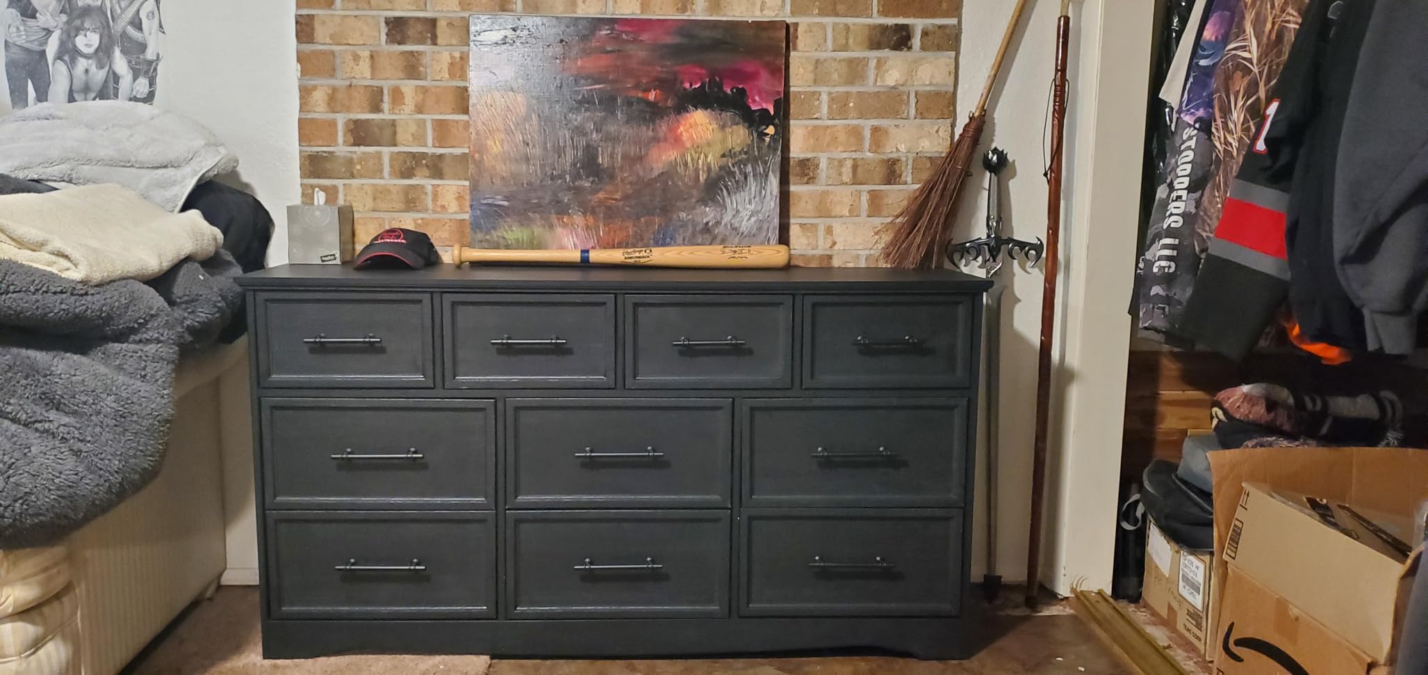 YANSNWO Black 6 Drawer Dresser for Bedroom, 44