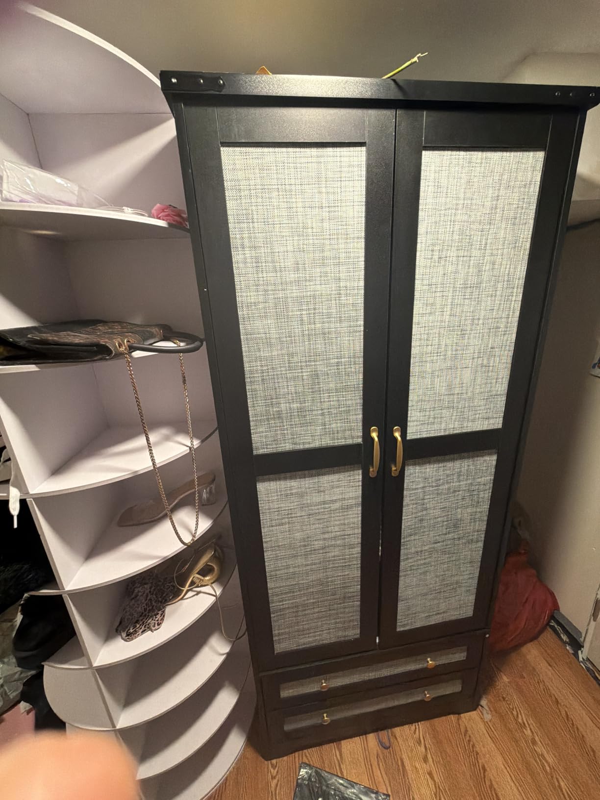 Brafab 2 Doors Wooden Armoire Wardrobe Closet with 2 Drawers, Natural | Modern Freestanding with Drawers, Hanging Rail and Shelf for Bedroom customer photo 2