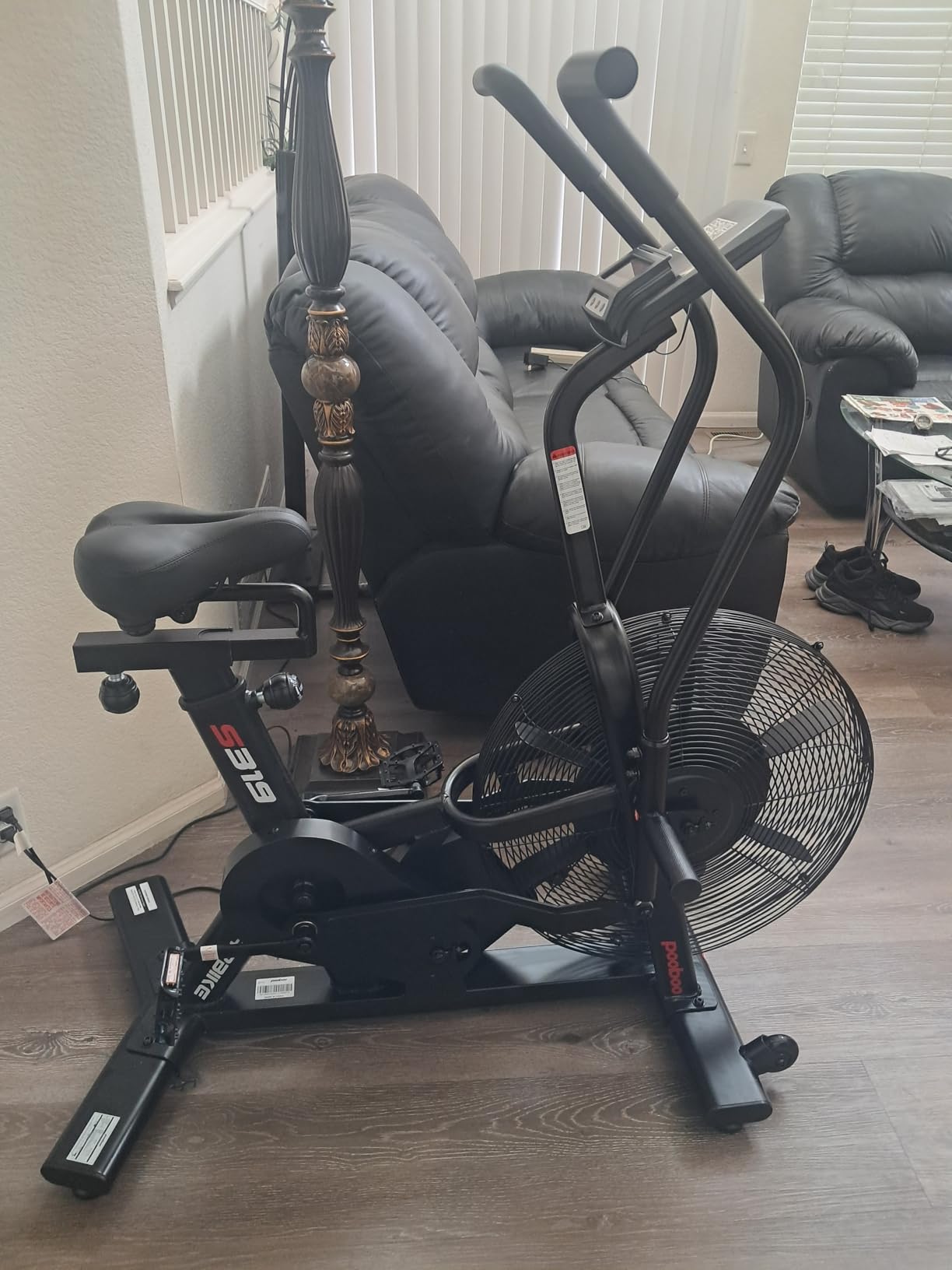 pooboo Air-Resistance Exercise Fan Bike, Dual Action Handlebars with Dual-Layer Transmission System customer photo 1