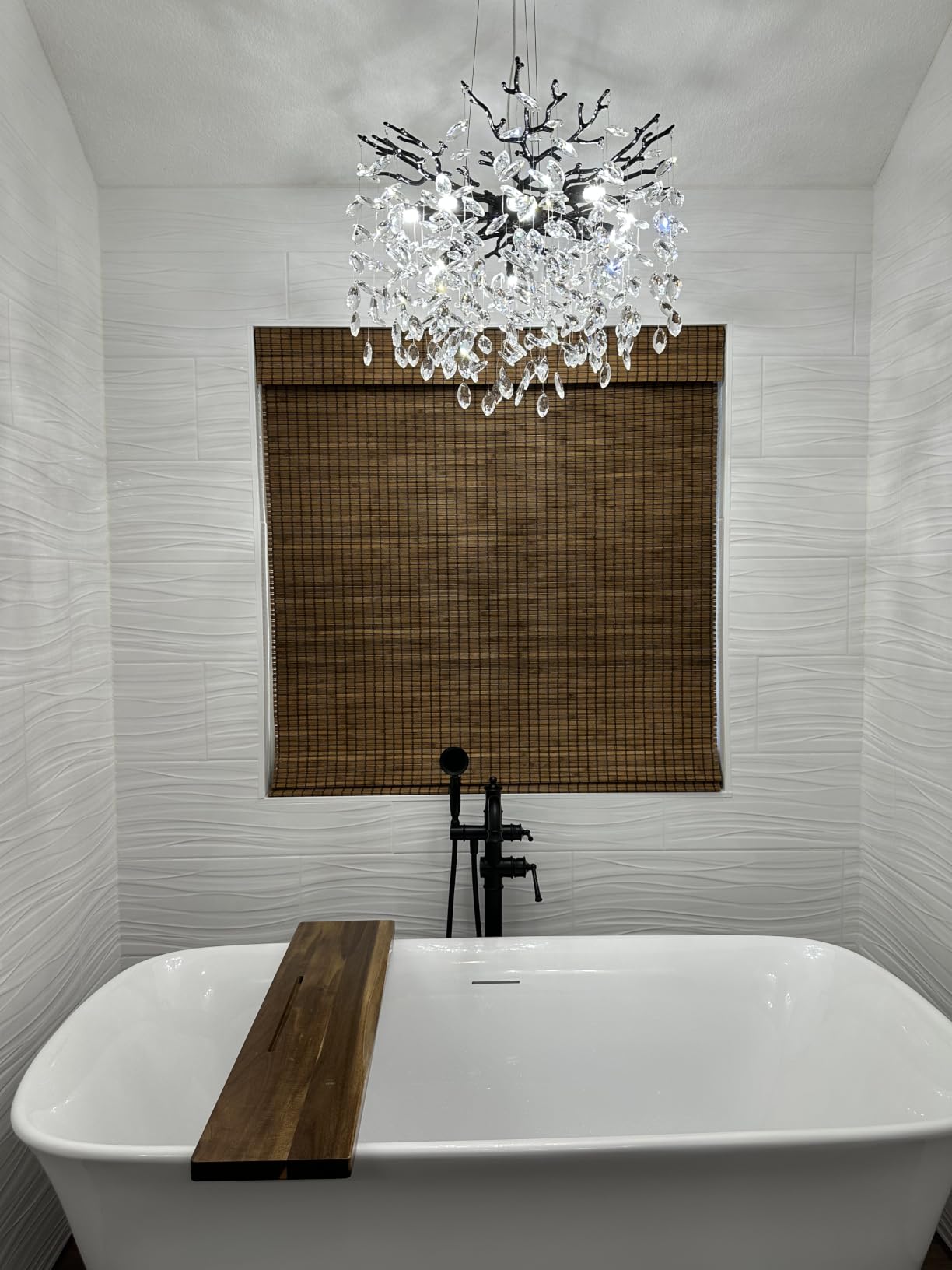 LazBlinds Cordless Blackout Bamboo Roman Shades, 34x64, Penang Teak customer photo 1