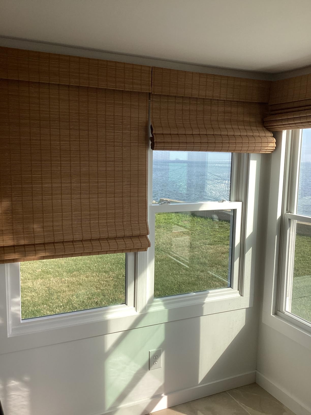 LazBlinds Cordless Blackout Bamboo Roman Shades, 34x64, Penang Teak customer photo 2