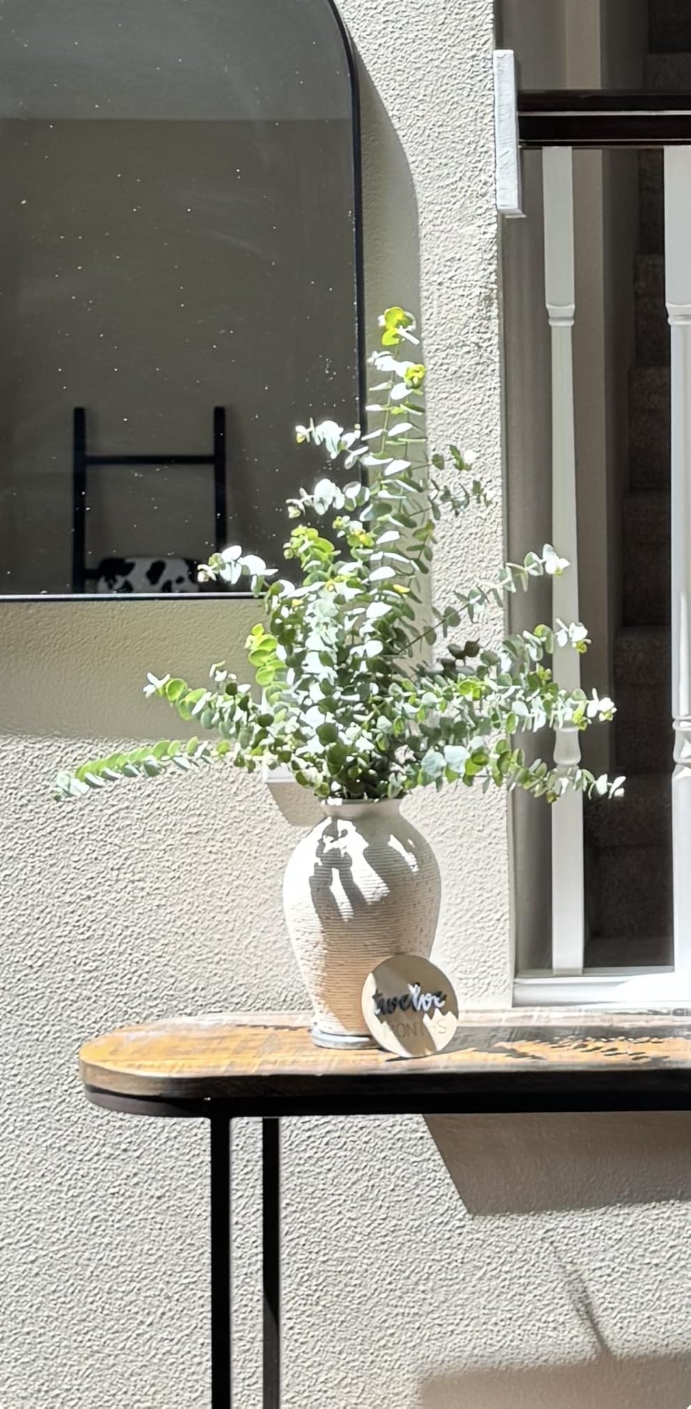 Vanselia Ceramic Flower Vase Home Decor - Large Farmhouse Table Vases Rustic Vintage Living Room Kitchen Bedroom Decorations for House Book Shelf Office Coffee Desk Dining Fireplace (9