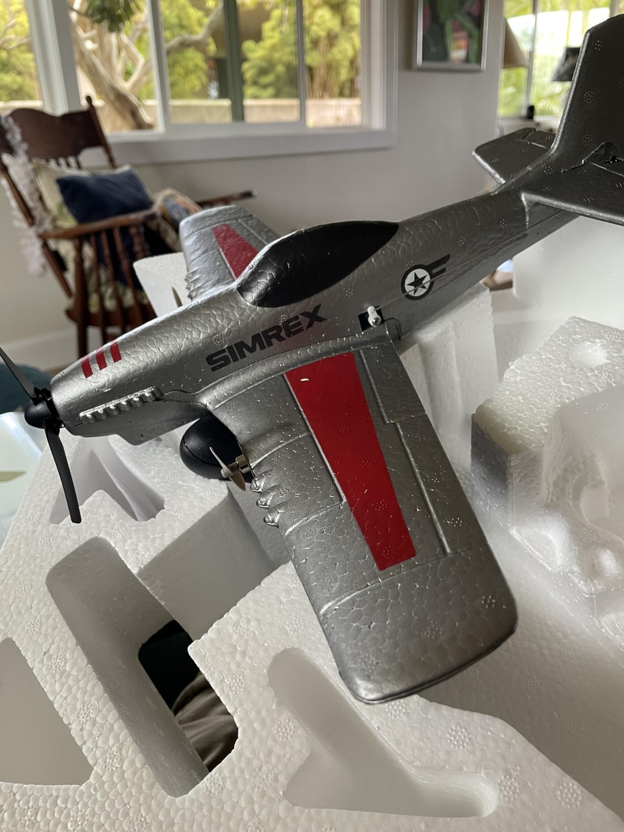 SIMREX RC Plane for Kids & Beginners - P51 Foam Glider, 2.4GHz 3-Channel Remote Control Airplane Toy with 6-Axis Gyro, Easy to Fly RC Airplane for Outdoor Park Play customer photo 2