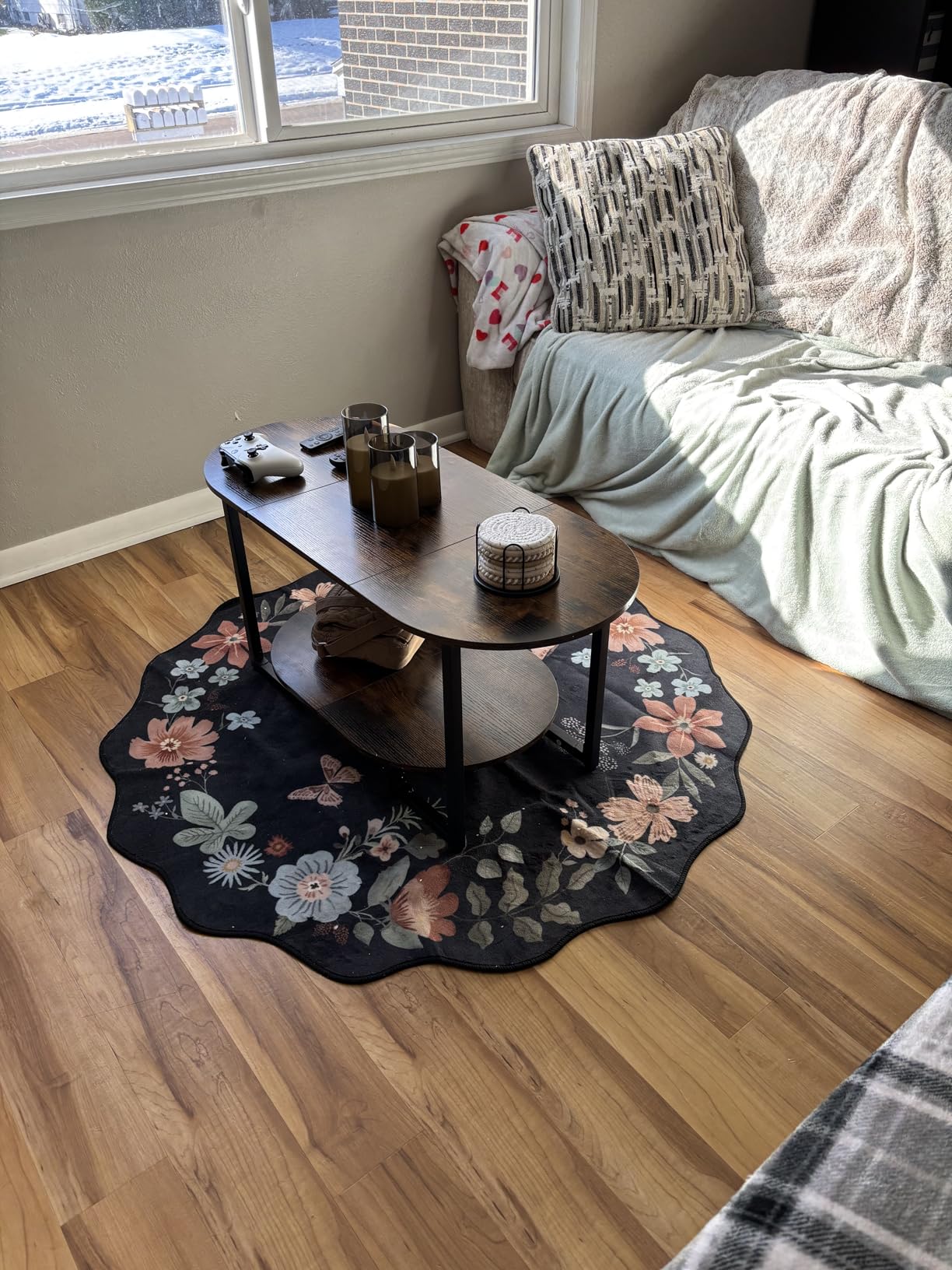 HOOBRO Coffee Table for Living Room, Oval Small Coffee Table with 2-Tier Open Storage Shelf, Industrial Cocktail Tea Table, Wooden Desktop Center Table, Farmhouse, Home Office, Rustic Brown BF09KF01 customer photo 1