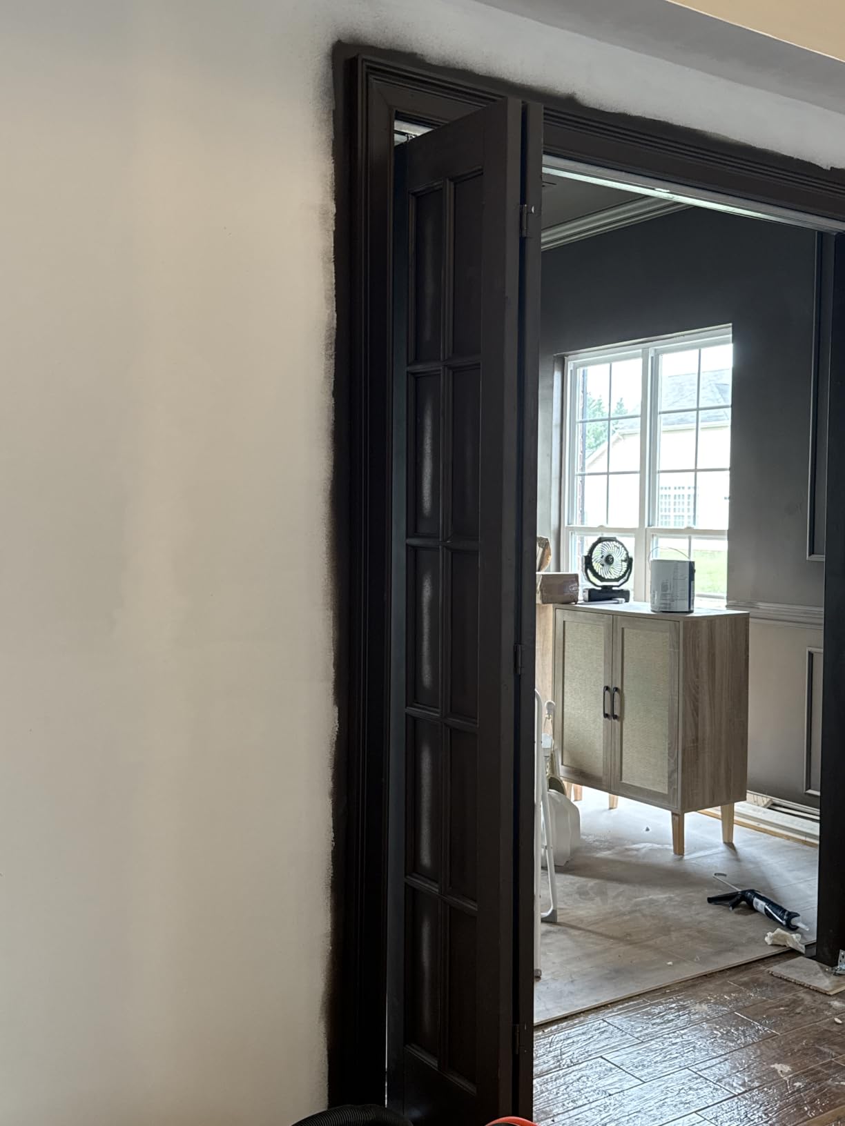 EaseLife Bifold Closet Door, for 32in x 80in (Double 16x80) Opening, French Glass Barn Doors with 2.66FT Concealed Bi-Fold Sliding Hardware Kit Included, Preassembled Door, Easy Install, DIY staining customer photo 1