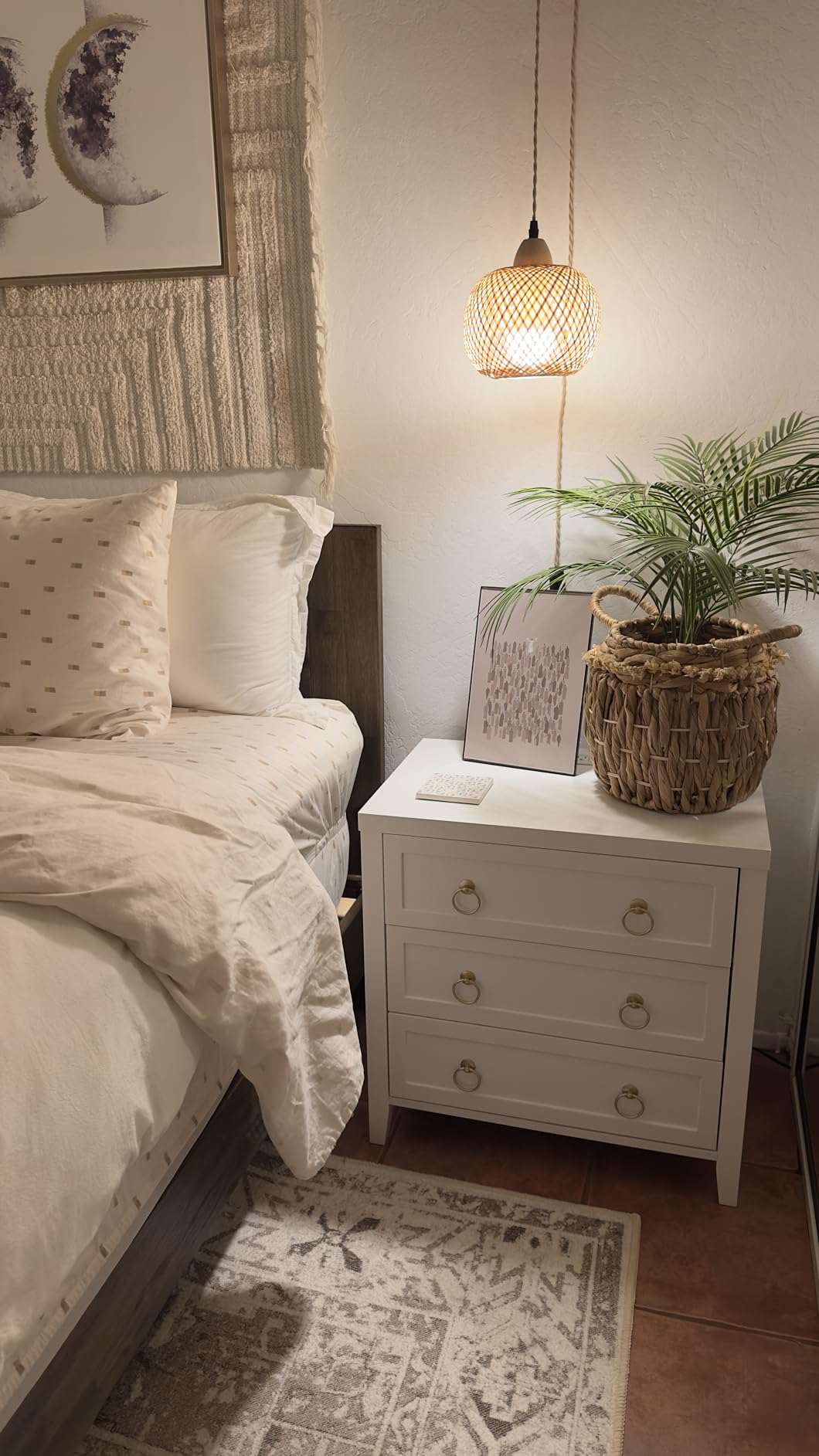 Huuger Paint Night Stand with Charger Station and USB-C Port, 3 Drawer Nightstands Set of 2, Larger Wider Bedside Table, Modern End Table, for Bedroom, White Nightstand customer photo 1
