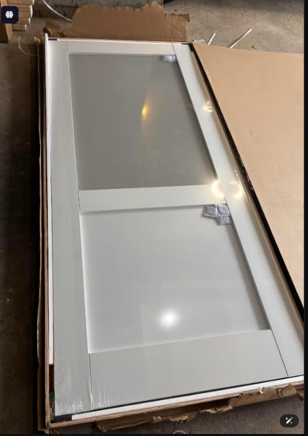 36x80 Interior Double Door Slab, Half-Lite Frosted Glass Doors, Room Doors | Pre-Assembled Glass, Solid Core & Pre-Finished Single Panel for Bedroom Closet as Pocket, Bifold Doors-Shaker w/o Hardware customer photo 2