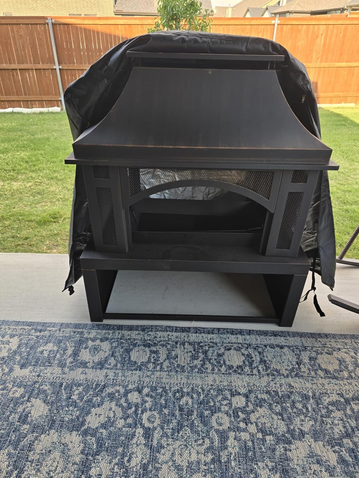 Panovue 39 Inch Fire Pits with Outdoor Chimney and Wood Storage | Large Outdoor Fireplace, Mesh Spark Screen, Fire Poker Included, Built-In Log Storage, For Backyard Patio Camping customer photo 2