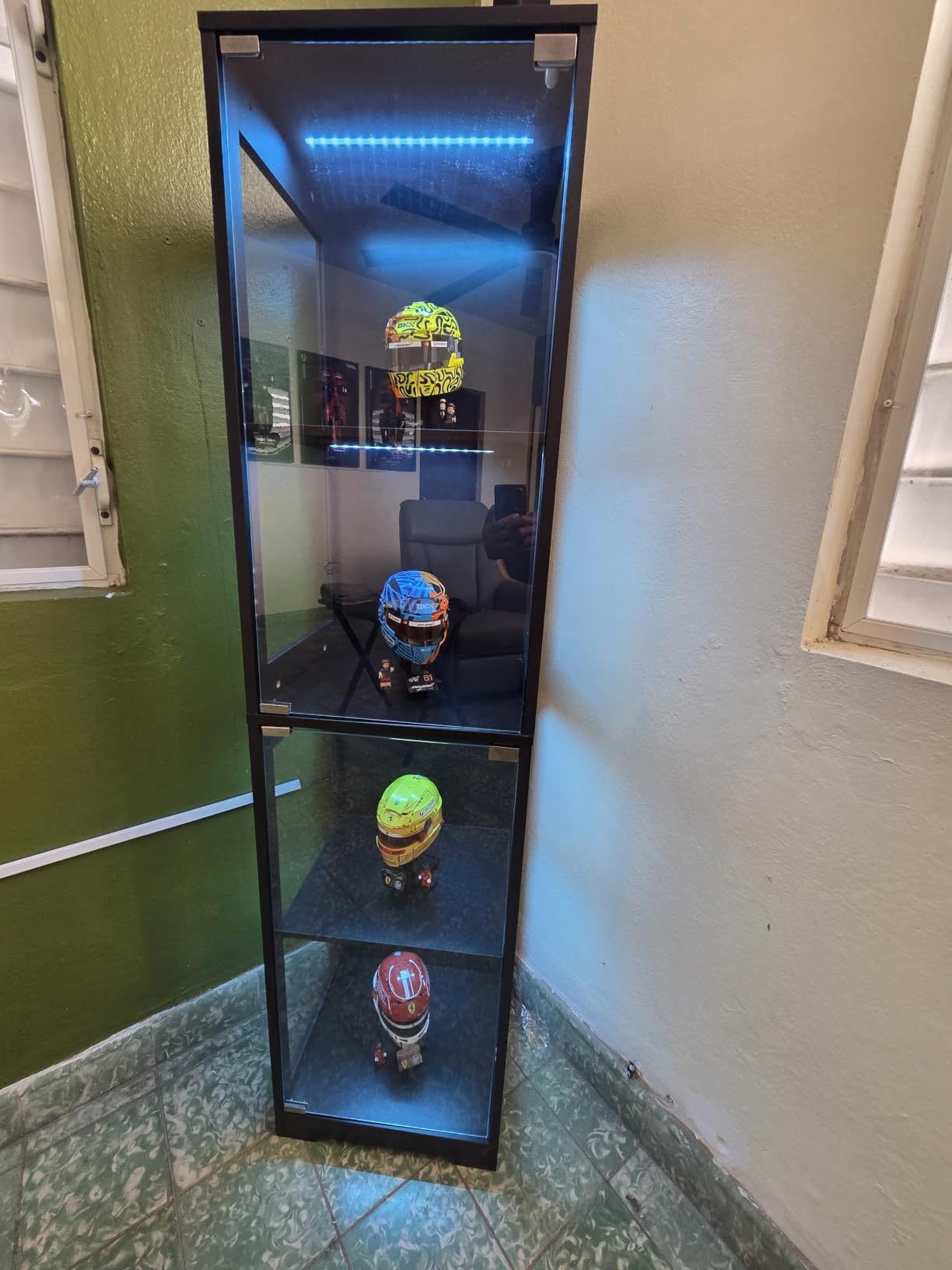 BROTTAR Glass Display Cabinet, Display Case for Collectibles, Black | 4-Tier Curio Cabinets with 3 Color Lights&Human Body Sensor, Storage Cabinet with Glass Door customer photo 1