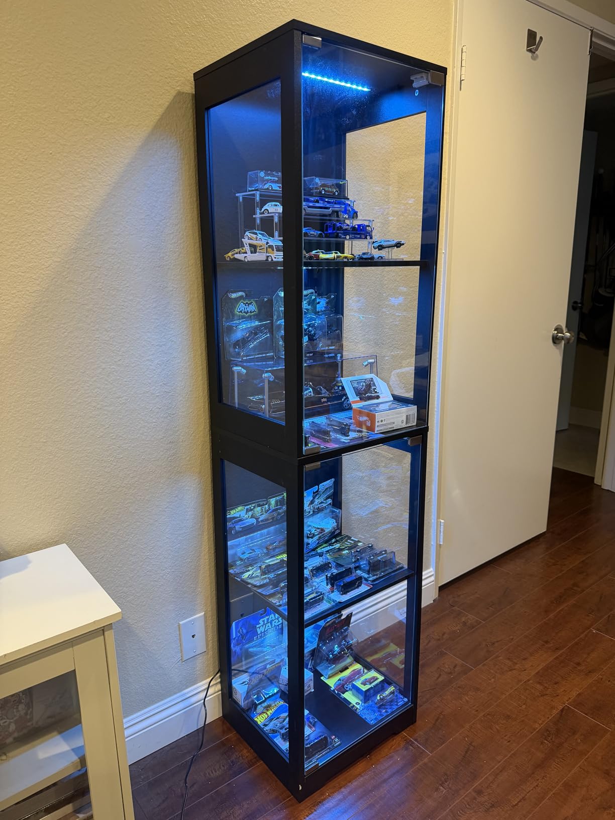 BROTTAR Glass Display Cabinet, Display Case for Collectibles, Black | 4-Tier Curio Cabinets with 3 Color Lights&Human Body Sensor, Storage Cabinet with Glass Door customer photo 2