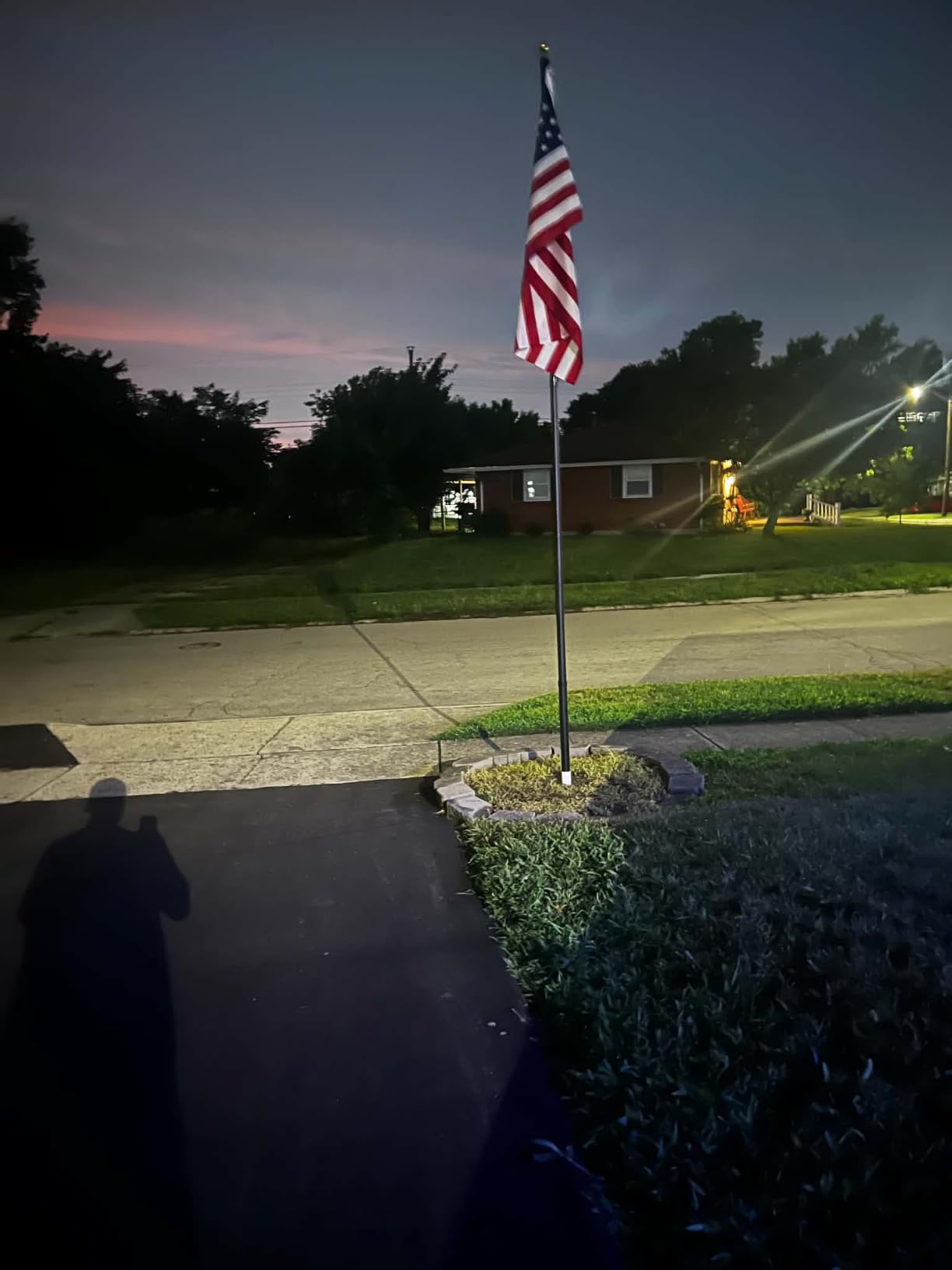 20FT Telescoping Flag Pole for Outside House, Extra Thick with US Flag | Smooth Telescopic, Tangle-Free Dual Flag Design, In Ground Outdoor, Residential & Commercial, Complete Hardware, Easy Install customer photo 1