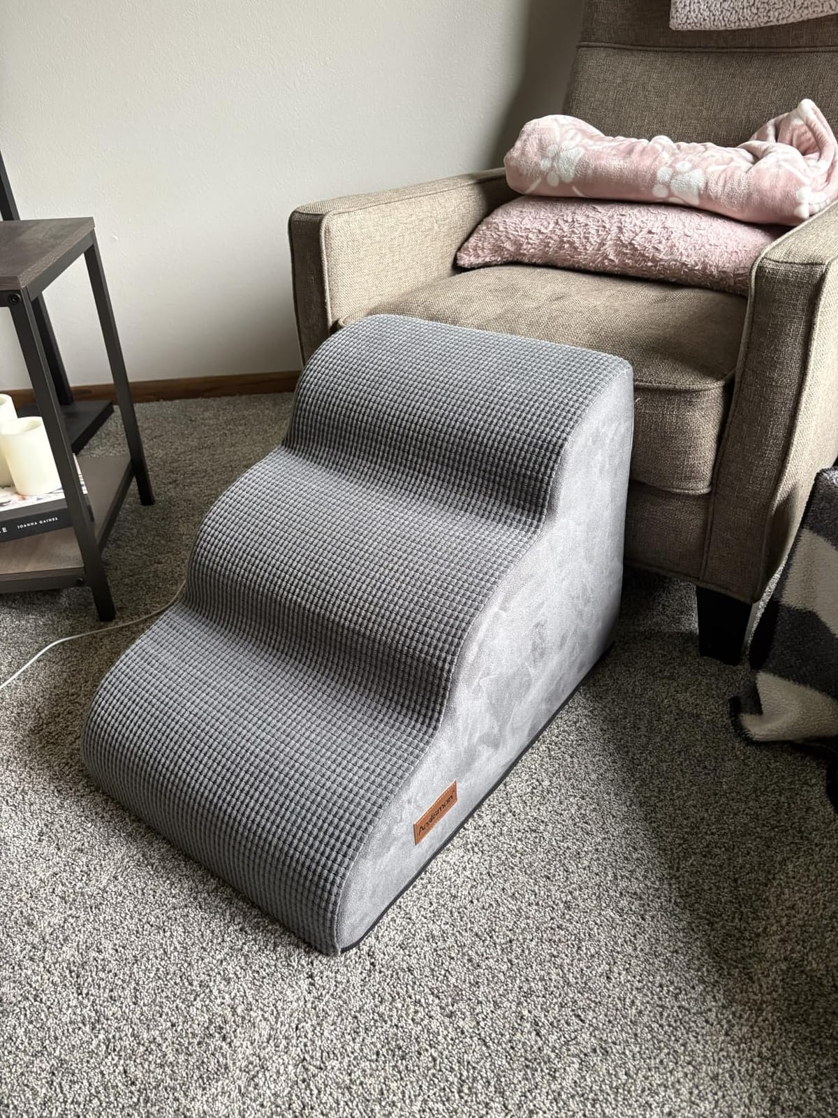 Aodisman Dog Steps for Bed or Couch, 4-Step Pet Stairs Ramp for Small Dogs, 17.4