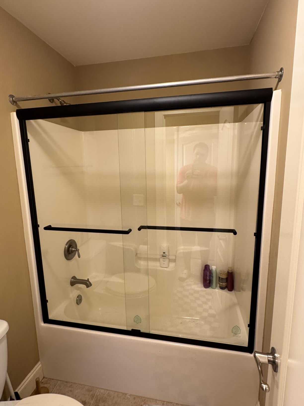 Double Sliding Glass Shower Door, 56-60 in W x 72 in H, Chrome Aluminum Frame, 1/4 in(6mm) High-Strength Tempered Glass Shower Door, for Walk-in Showers customer photo 1